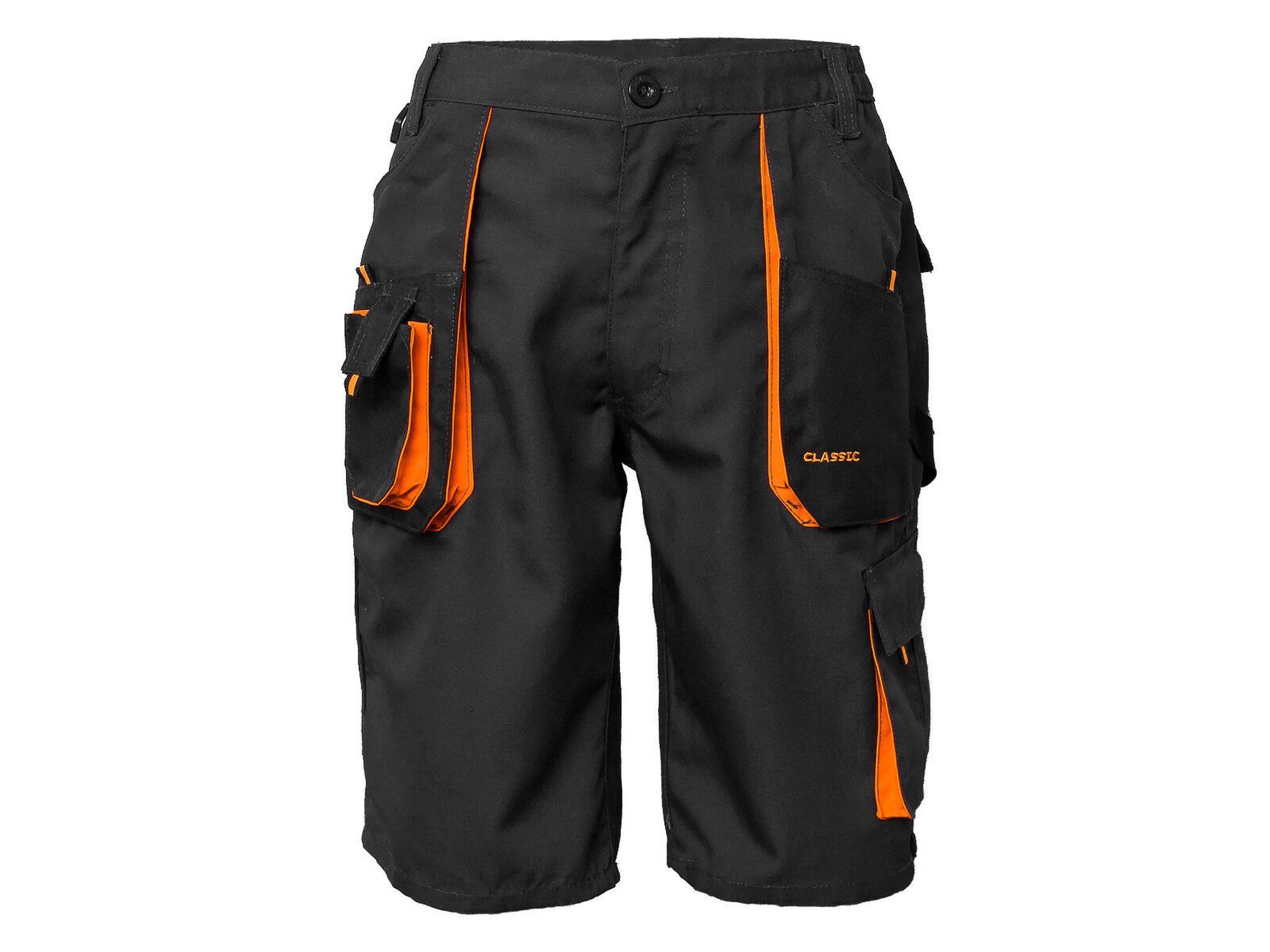 Classic Arbeitsshorts Kurze-Arbeitshose Shorts Cargo-Schutzhose Sommer Schwarz-Orange