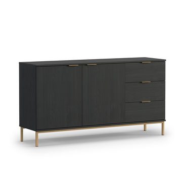 Lomadox Wohnzimmer-Set PERIA-132, (Mega-Spar-Set, 2-St., 2-tlg), Wohnmöbel Set, Sideboard & TV Lowboard, in Esche schwarz