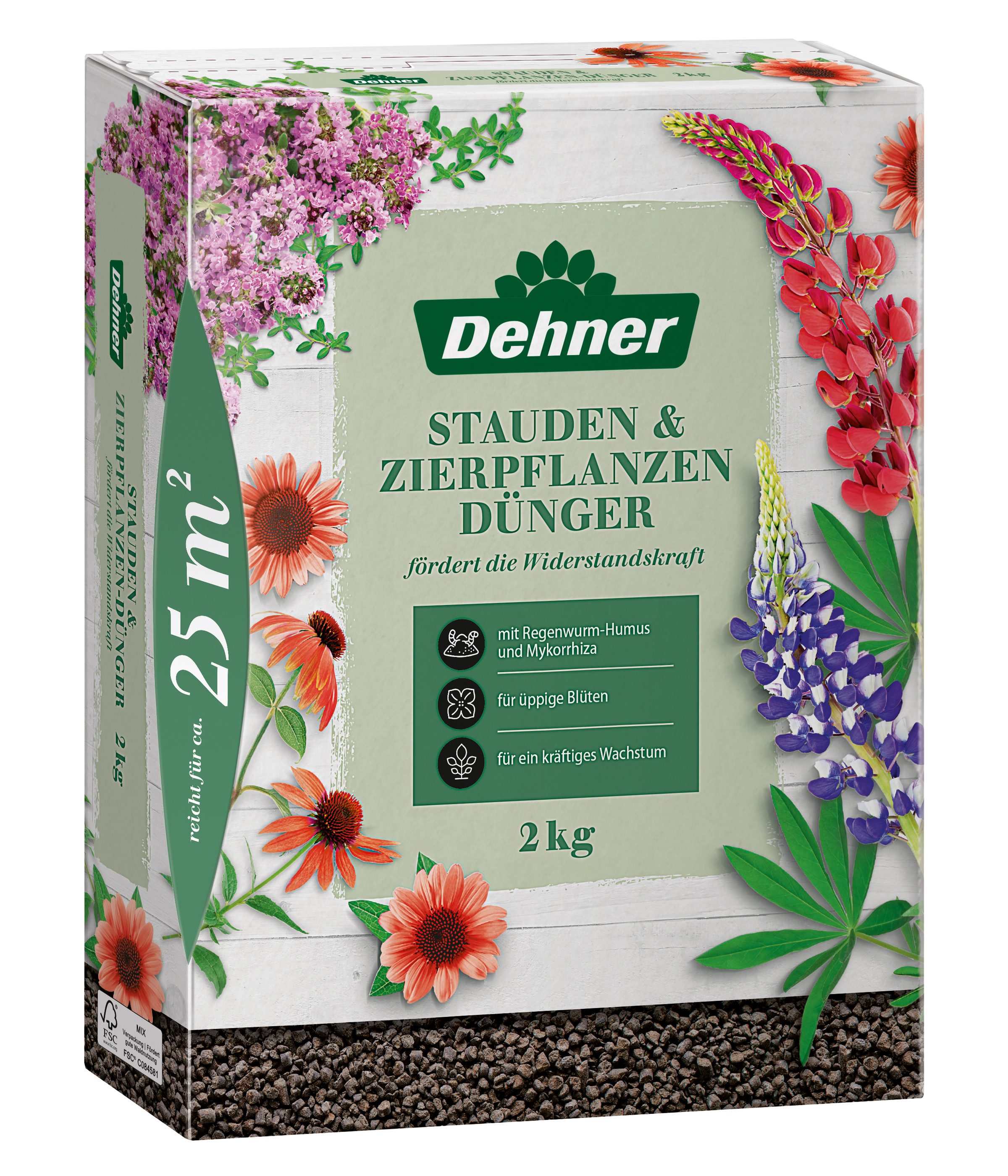 Dehner Gartendünger Staudendünger, auch für andere Zierpflanzen, hochwertiger NPK-Dünger, 25 m², natürliche Langzeitwirkung, organisch mit Spurennährstoffen