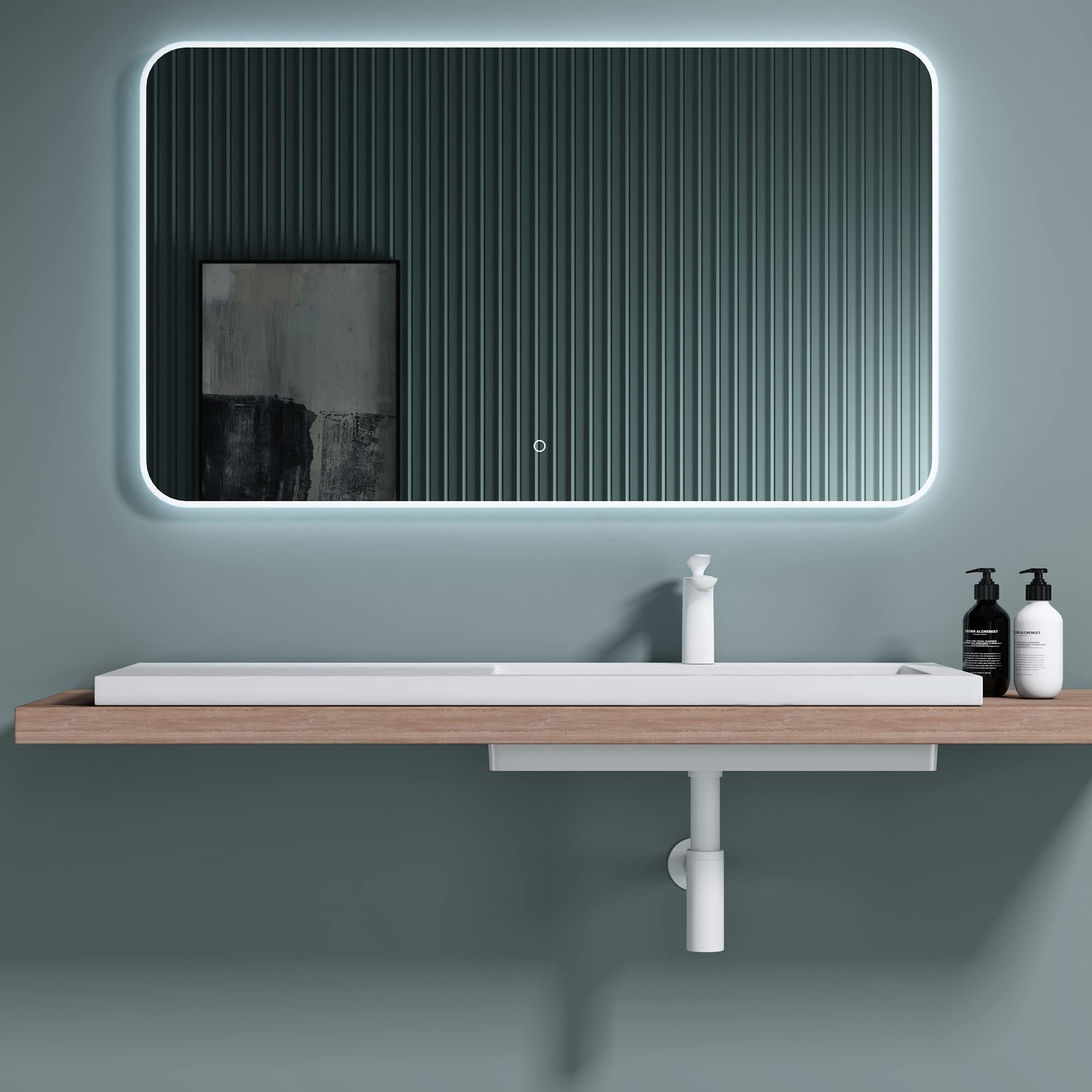 doporro Waschbecken Mineralguss Einbauwaschbecken Waschtisch eckig Waschplatz col820