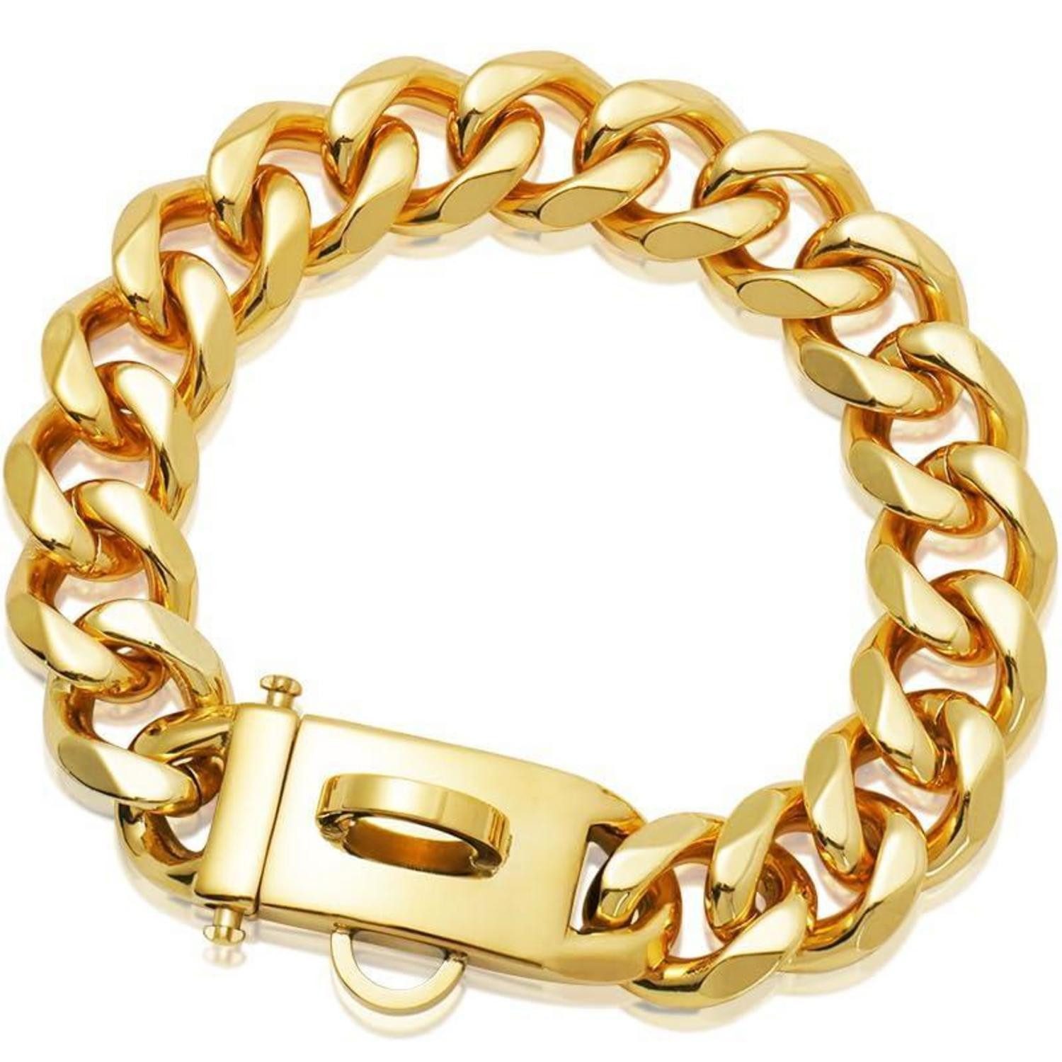 LuxusKollektion Hunde-Halsband Hundehalsband Cuban Link 19mm Gold 35cm, Metall