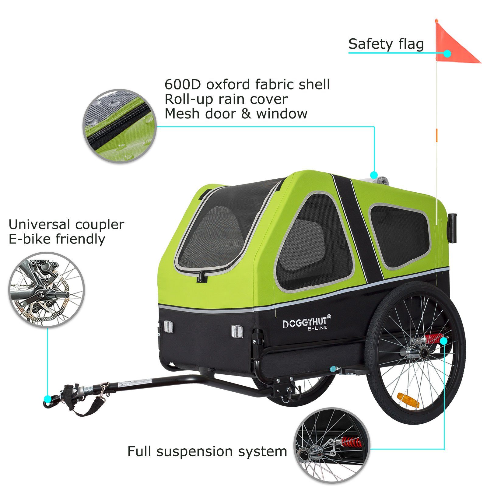 TIGGO Fahrradhundeanhänger Doggyhut S-Line XXL Fahrradanhänger & Hundebuggy 2 in 1