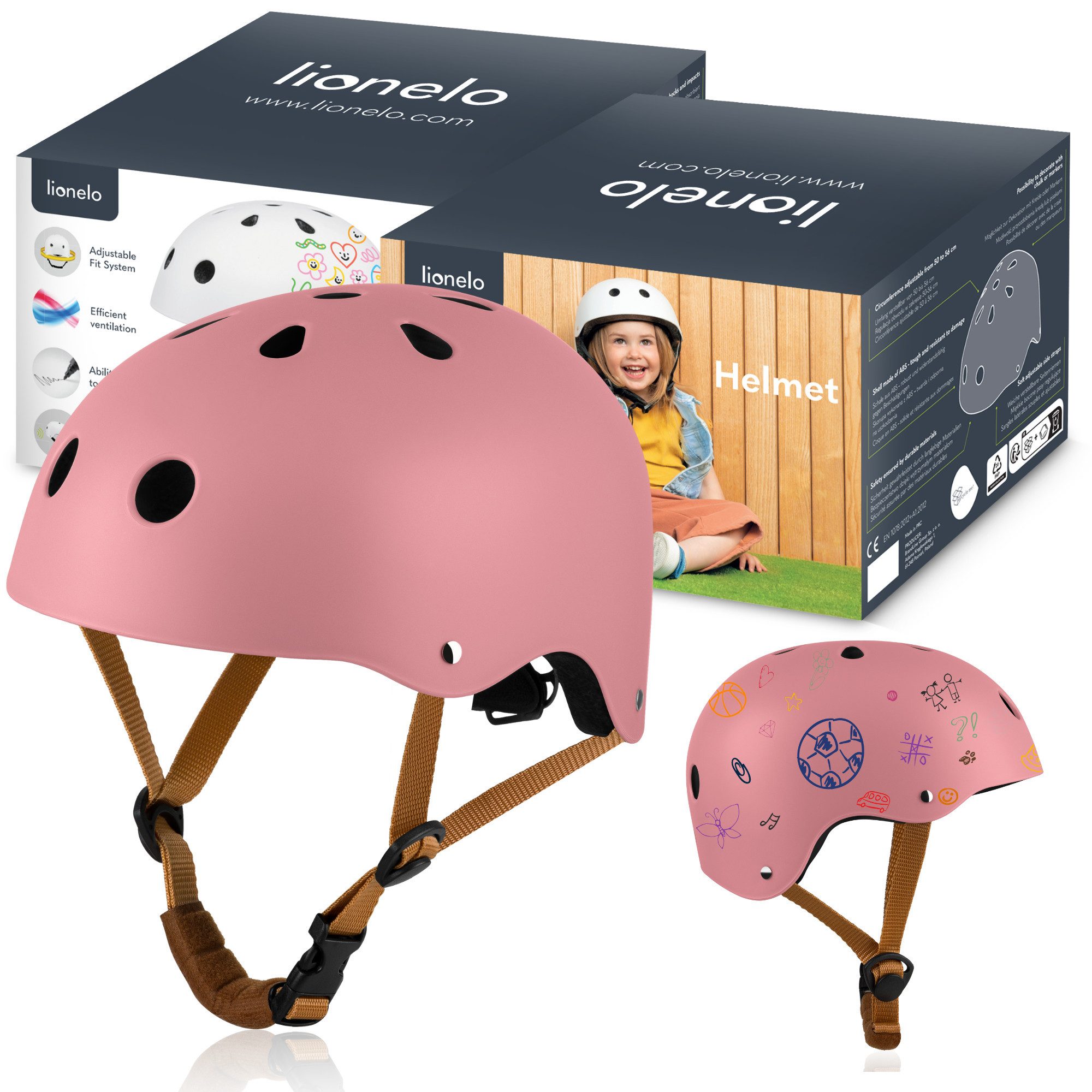 lionelo Kinderhelm Lionelo Helmet, 50-56cm/INTERTEK/Kann mit Markern dekoriert werden