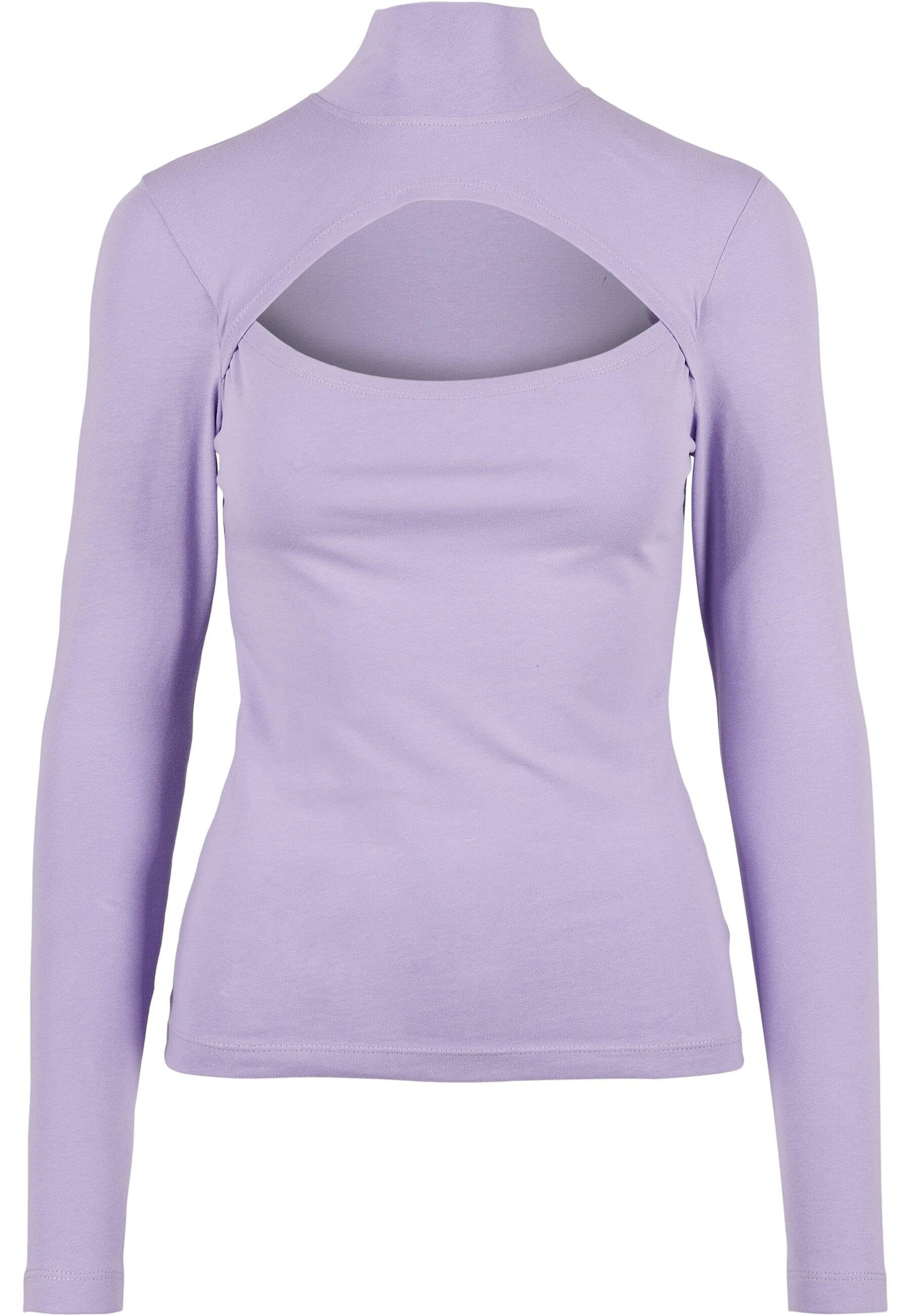 Turtleneck Cut-Out lavender Langarmshirt Longsleeve URBAN Damen Ladies CLASSICS (1-tlg)