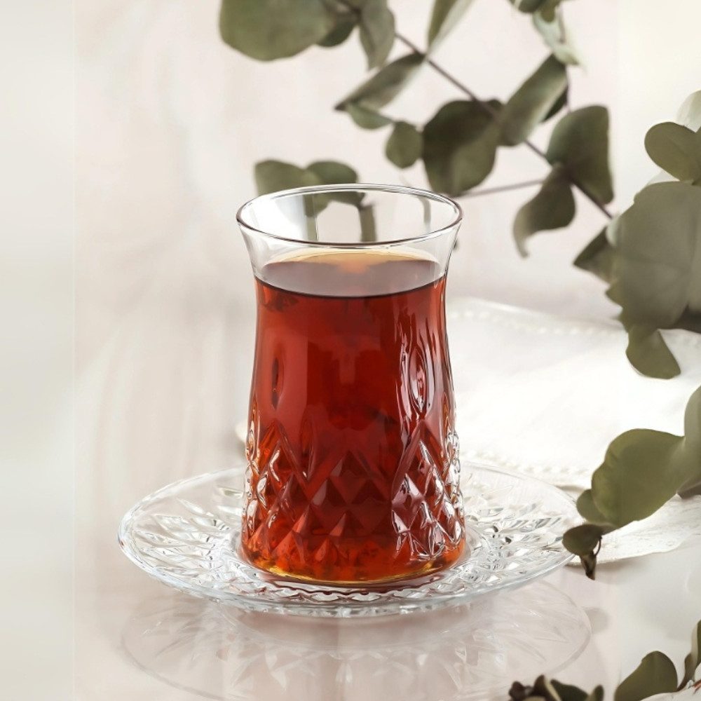 LAV Teeglas Odin 12-teiliges türkisches Teeset – Ästhetische Чайные стаканы, Glas, In der Türkei Hergestellt
