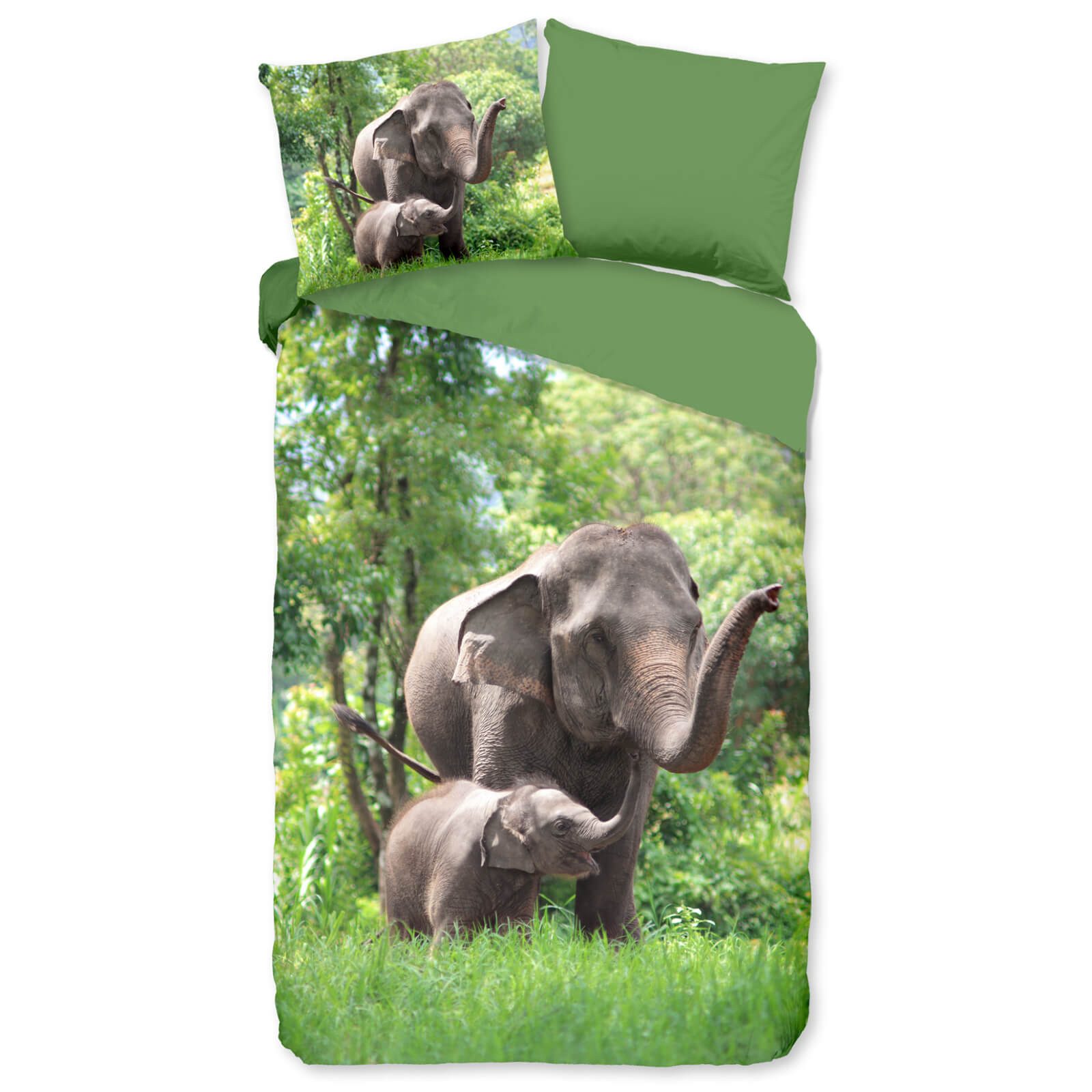 ESPiCO Bettwäsche Elefanten Trendy Bedding, Renforcé, 2 teilig, Elefant, Elefantenkalb, Tiermotiv