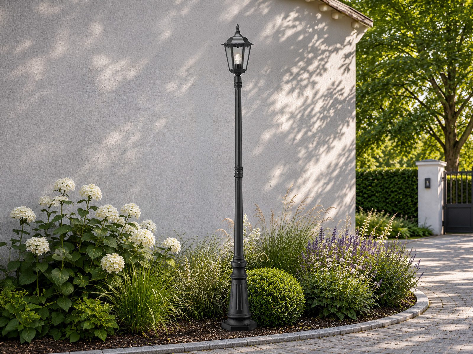 KONSTSMIDE LED Gartenleuchte Höhe 210cm, inkl. E27 Leuchtmittel, LED wechselbar, Warmweiß, große Straßenlaterne, Mastleuchte zur Garten Wegbeleuchtung