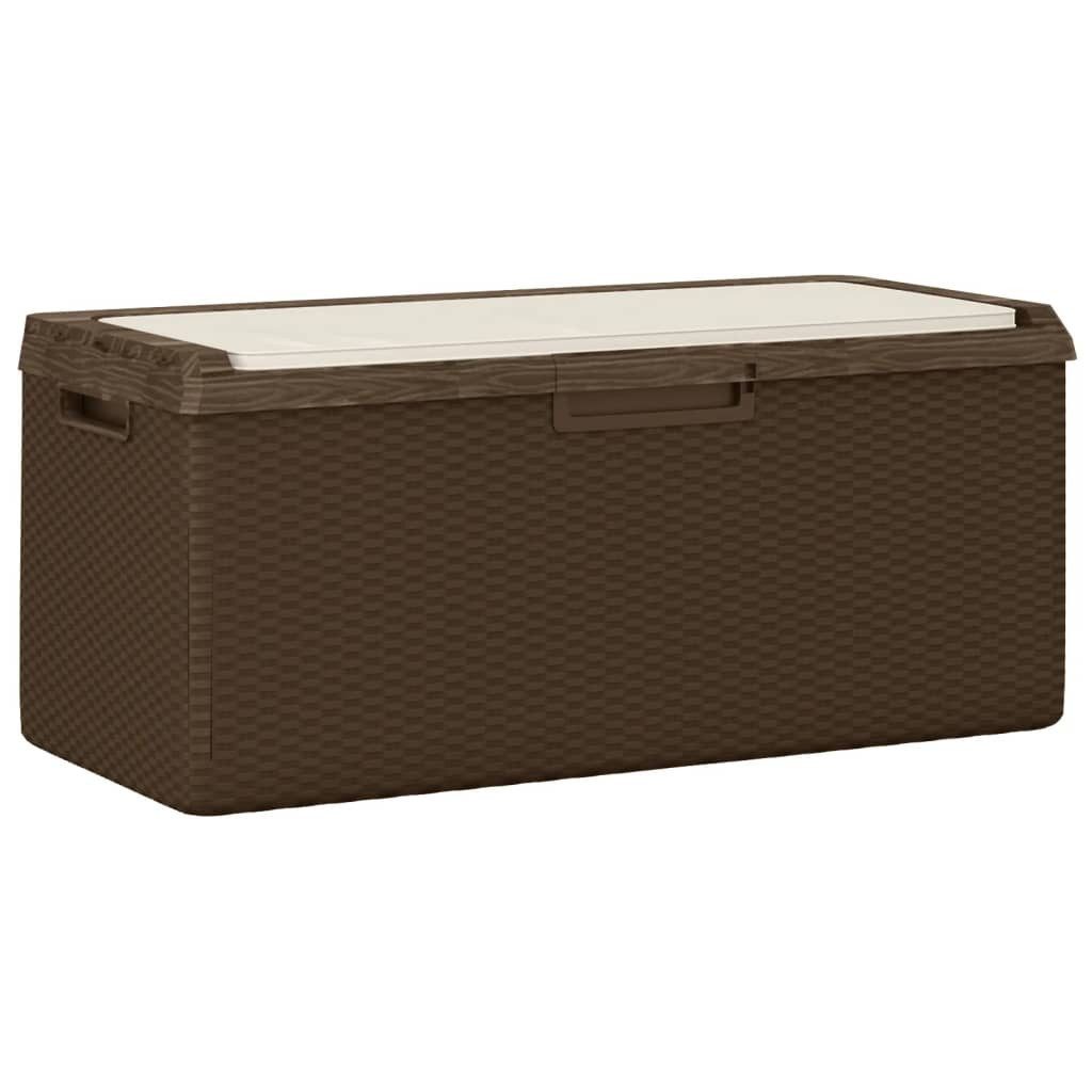vidaXL Gartenbox Gartentruhe mit Sitzkissen Braun 350 L PP
