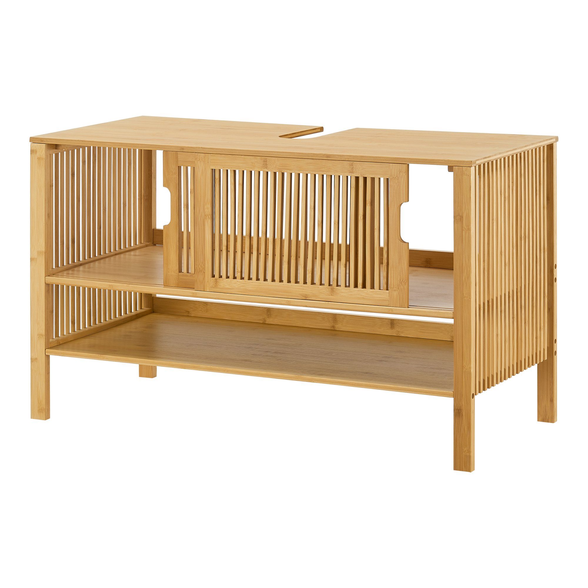 en.casa Waschbeckenunterschrank »Hvaler« Unterschrank 60x100x45cm Bambus – Bild 5 von 5