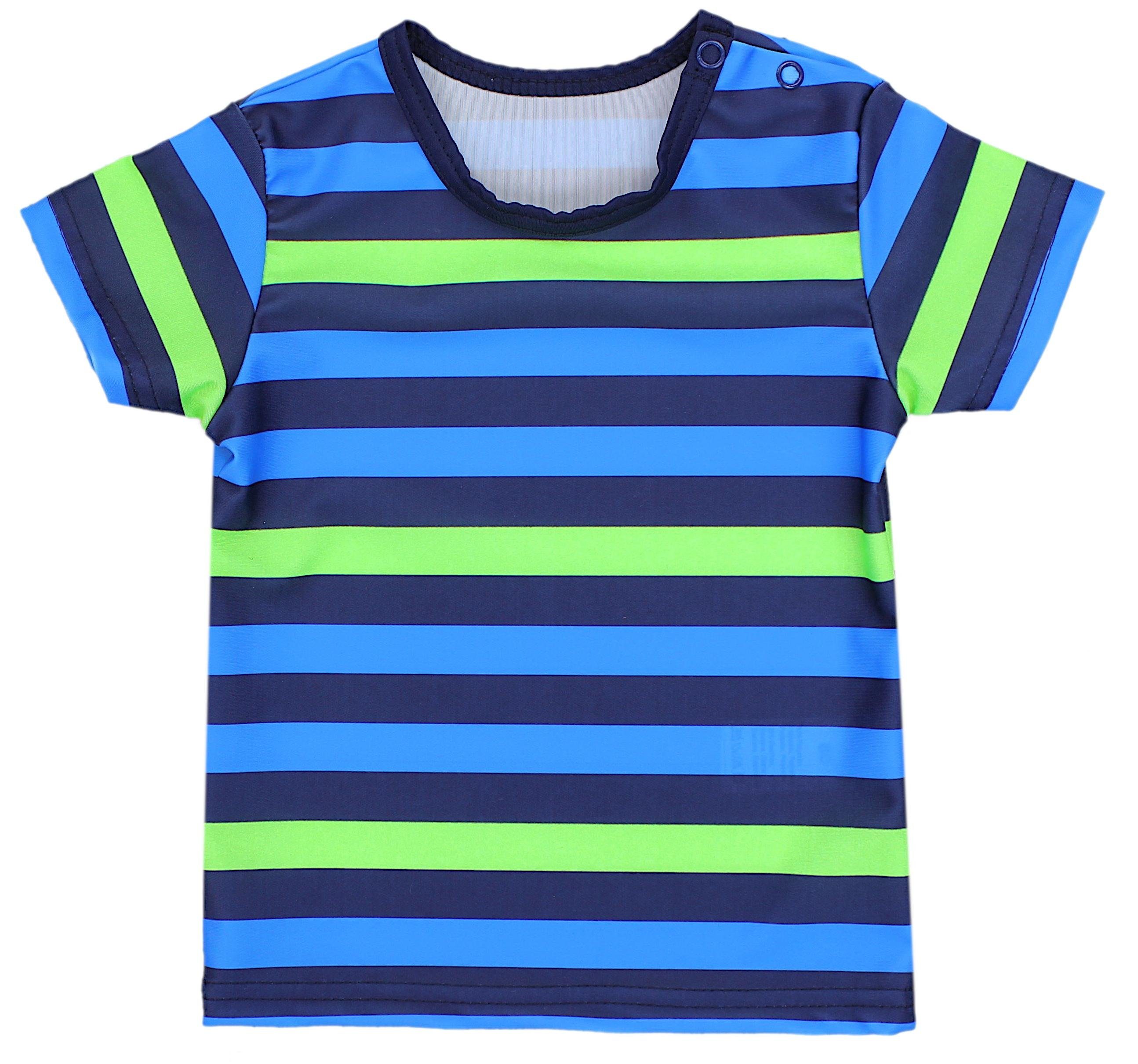 Jungen Aquarti Badeanzug / T-Shirt Baby Dunkelblau Kinder Zweiteiliger Grün Badeanzug Blau UV-Schutz / Badehose Streifen