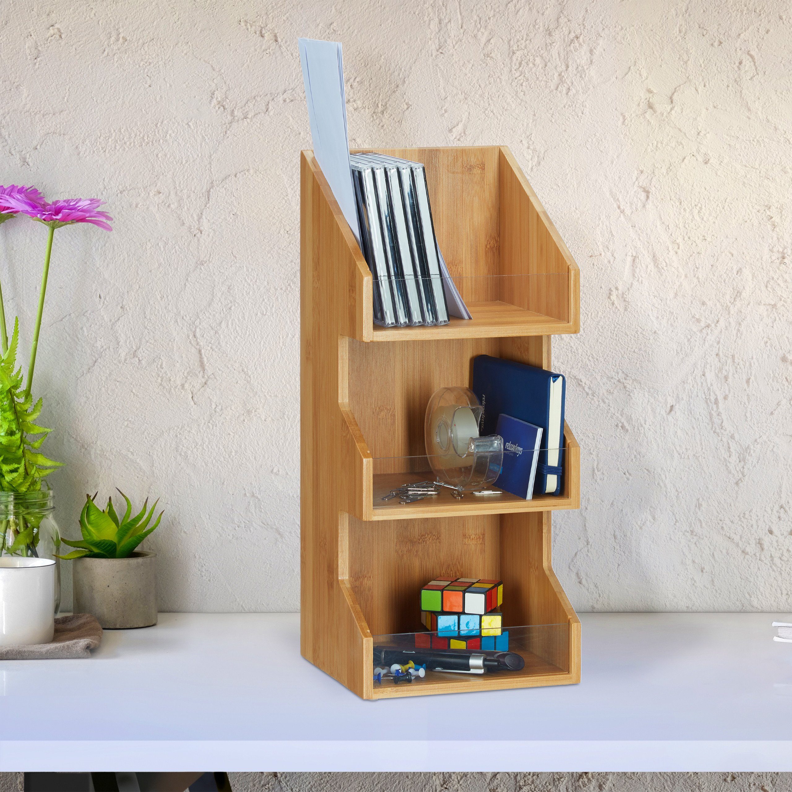 relaxdays Aufbewahrungsbox Organizer Bambus mit 3 günstig online kaufen