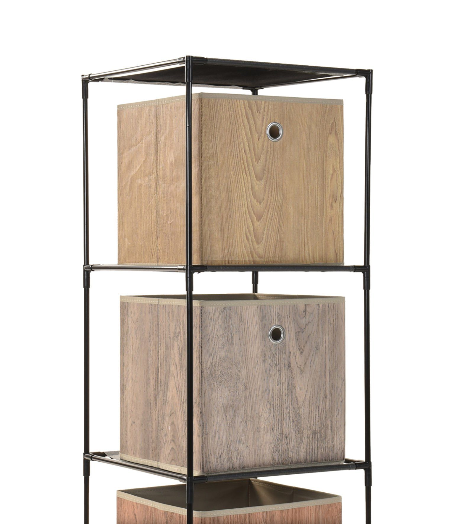 Spetebo Standregal Stand Regal schwarz mit 3 Stoffablagen - 104 x 34 cm, Pa günstig online kaufen