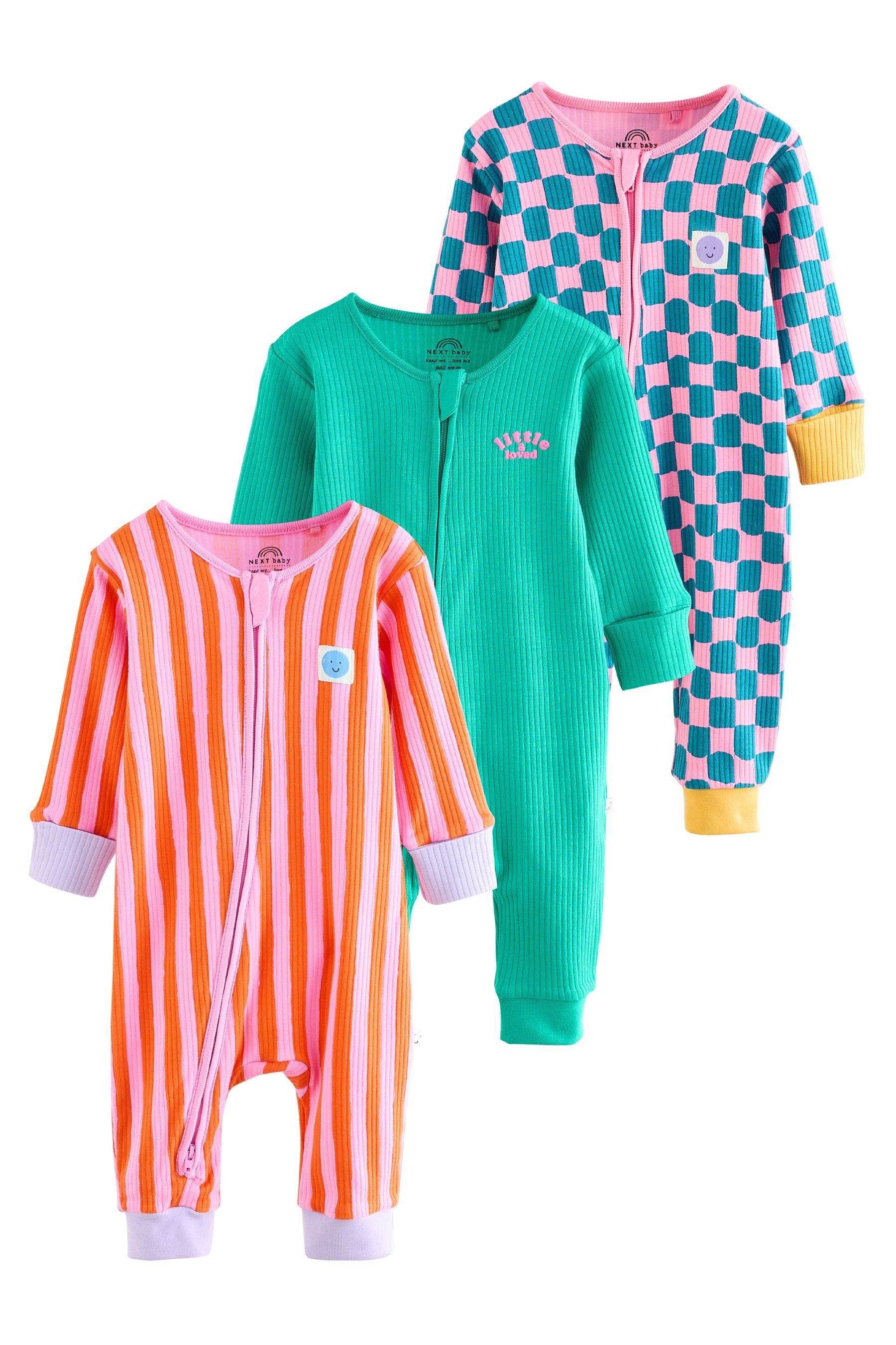 Next Schlafoverall Babyschlafanzüge mit Zweiwege-RV, 3er-Pack (3-tlg)