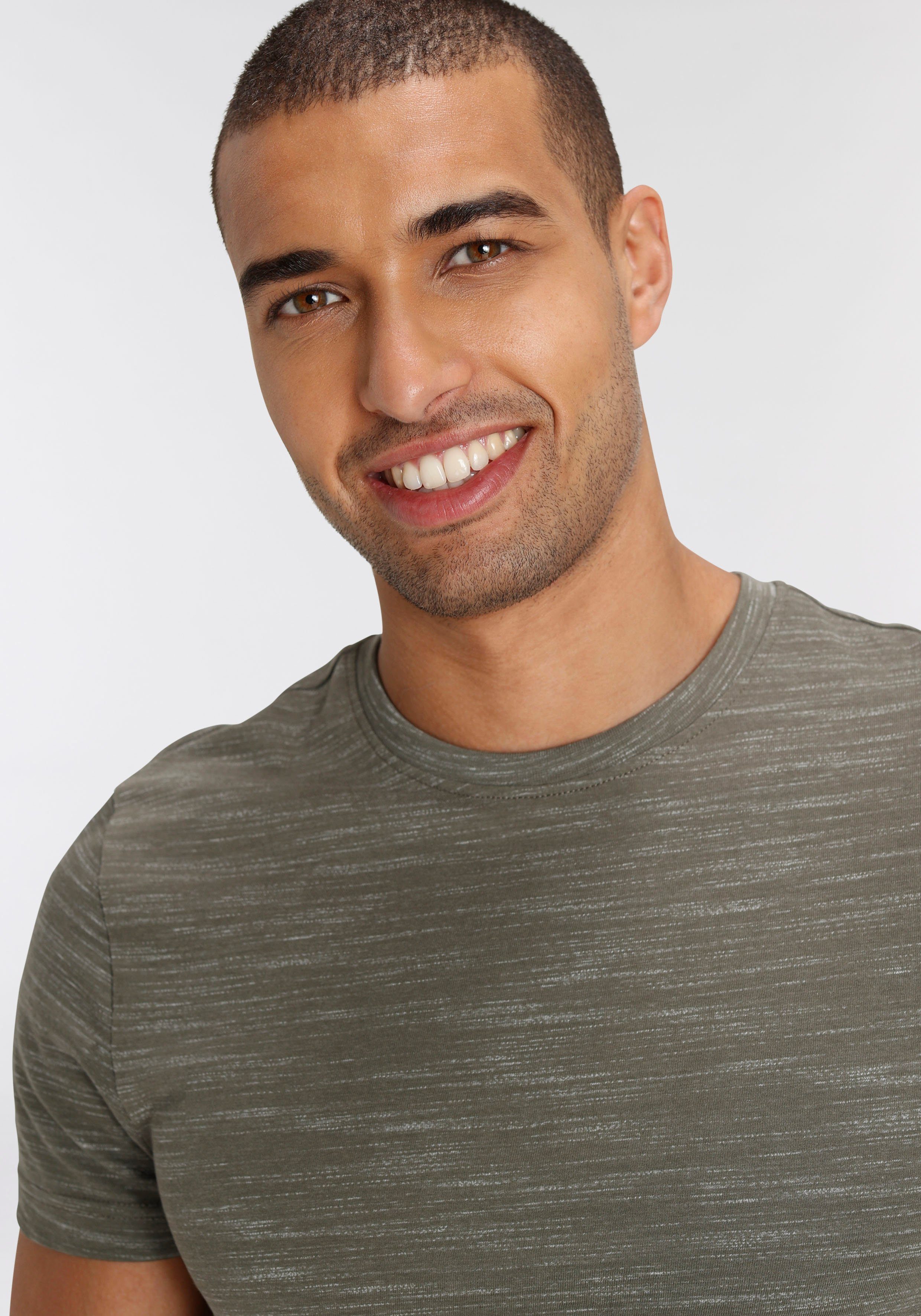 AJC T-Shirt Kurzarm, Regular Fit, meliert, Rundhalsausschnitt