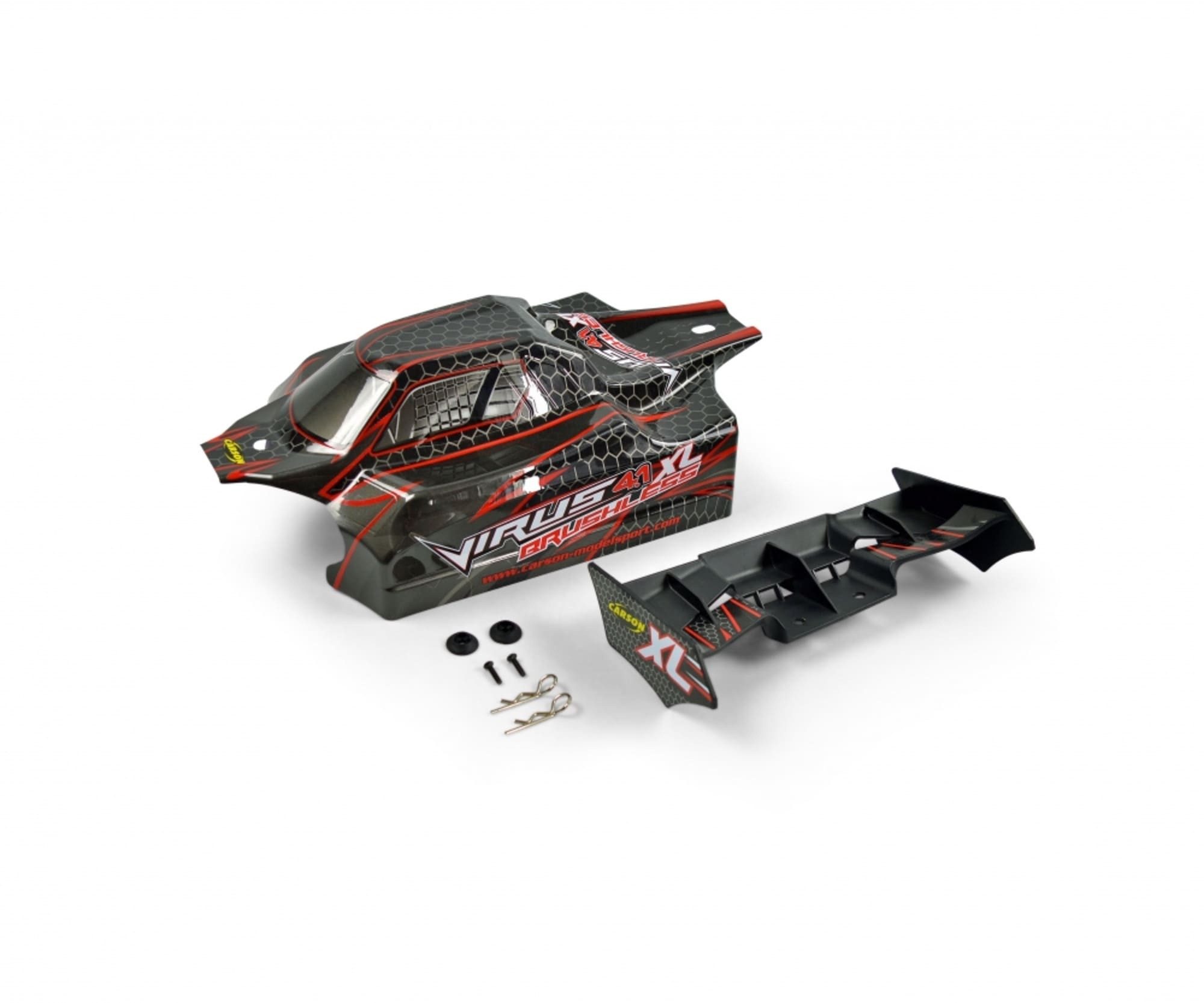 CARSON Carson 1:8 Karosserie-Set Virus XL schwarz/rot RC-Fernsteuerung