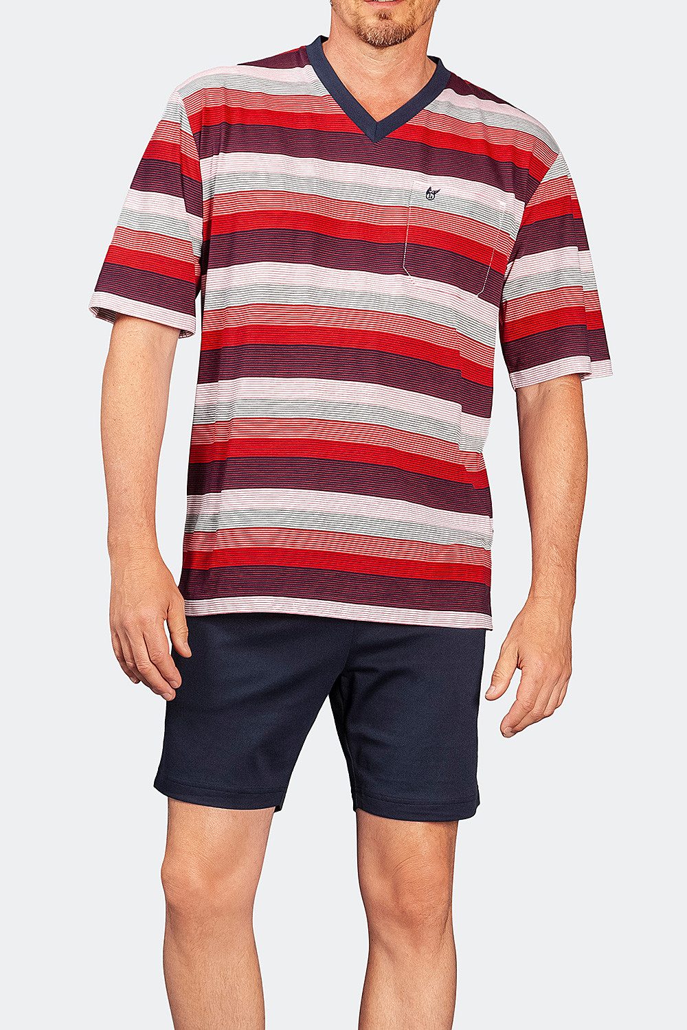 Hajo Pyjama Klima Light kurzer Herren Schlafanzug (2 tlg) Zweiteiler V-Auss günstig online kaufen