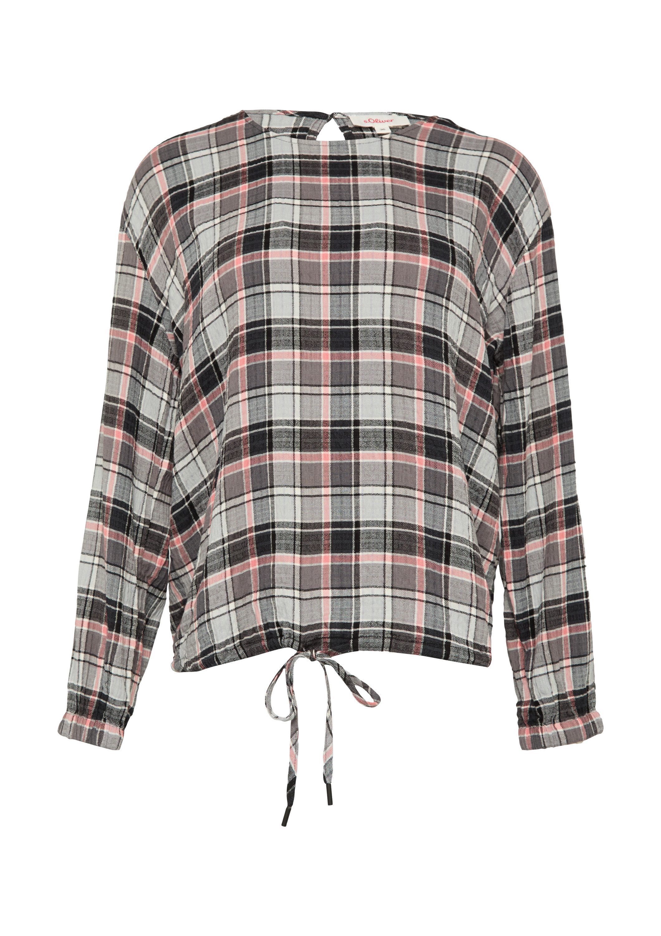 s.Oliver Langarmbluse Bluse Strukturierte Karo-Bluse aus Viskosemix günstig online kaufen