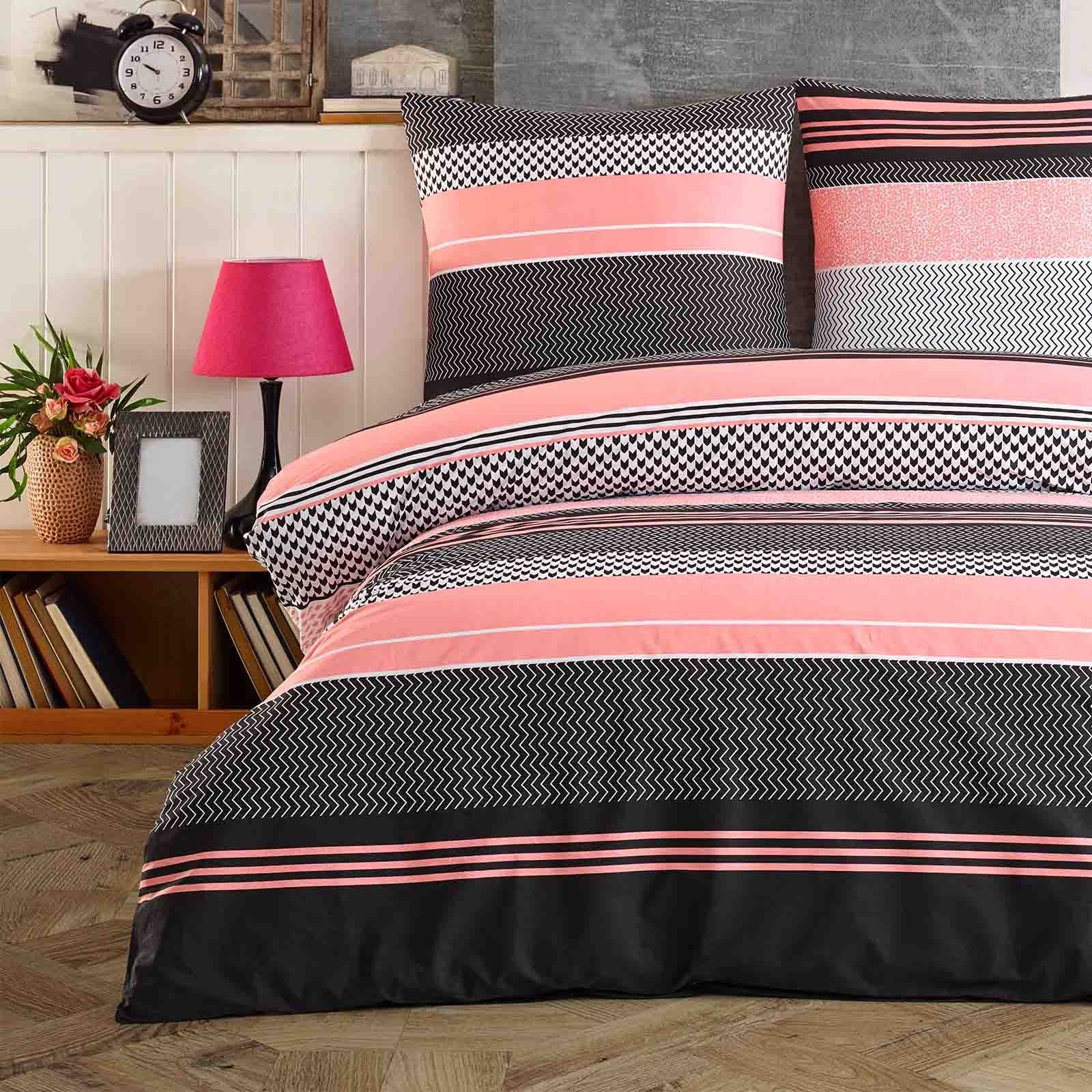 Buymax Постельное белье Zigo, Renforcé, 3 teilig, Bettbezug-Set 200x220 cm 100% Baumwolle mit Reißverschluss, Streifen