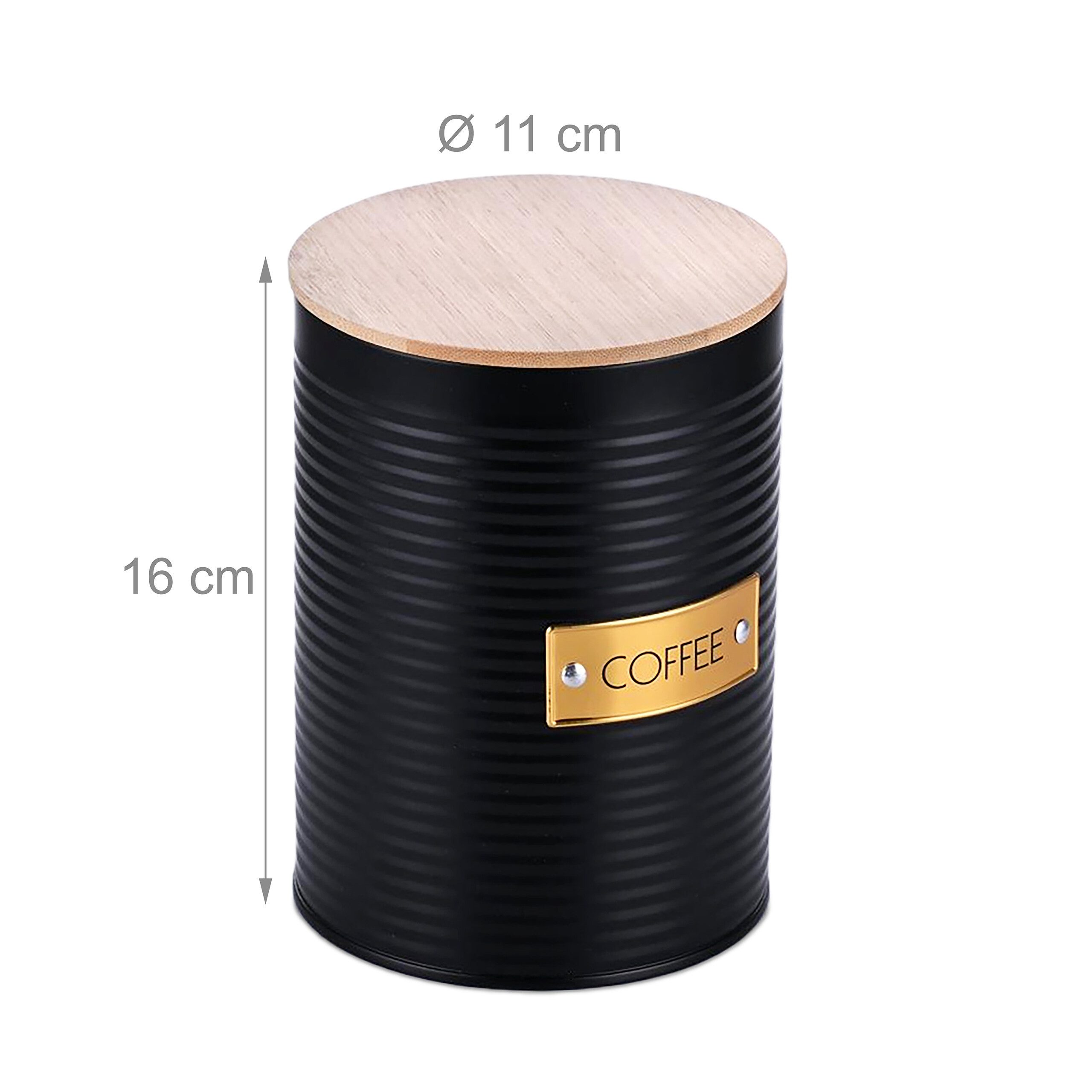 relaxdays Kaffeedose mit Bambusdeckel, Stahl, 2er Pack