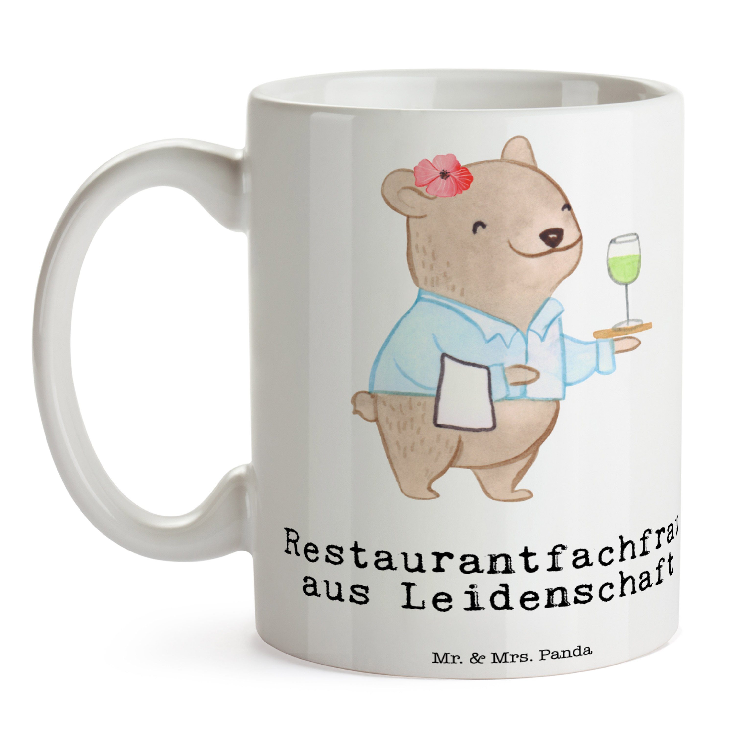 Mr. & Mrs. Panda aus Geschenk, Tasse Restaurantfachfrau Te, Ausbildung, Keramik Weiß Leidenschaft - 