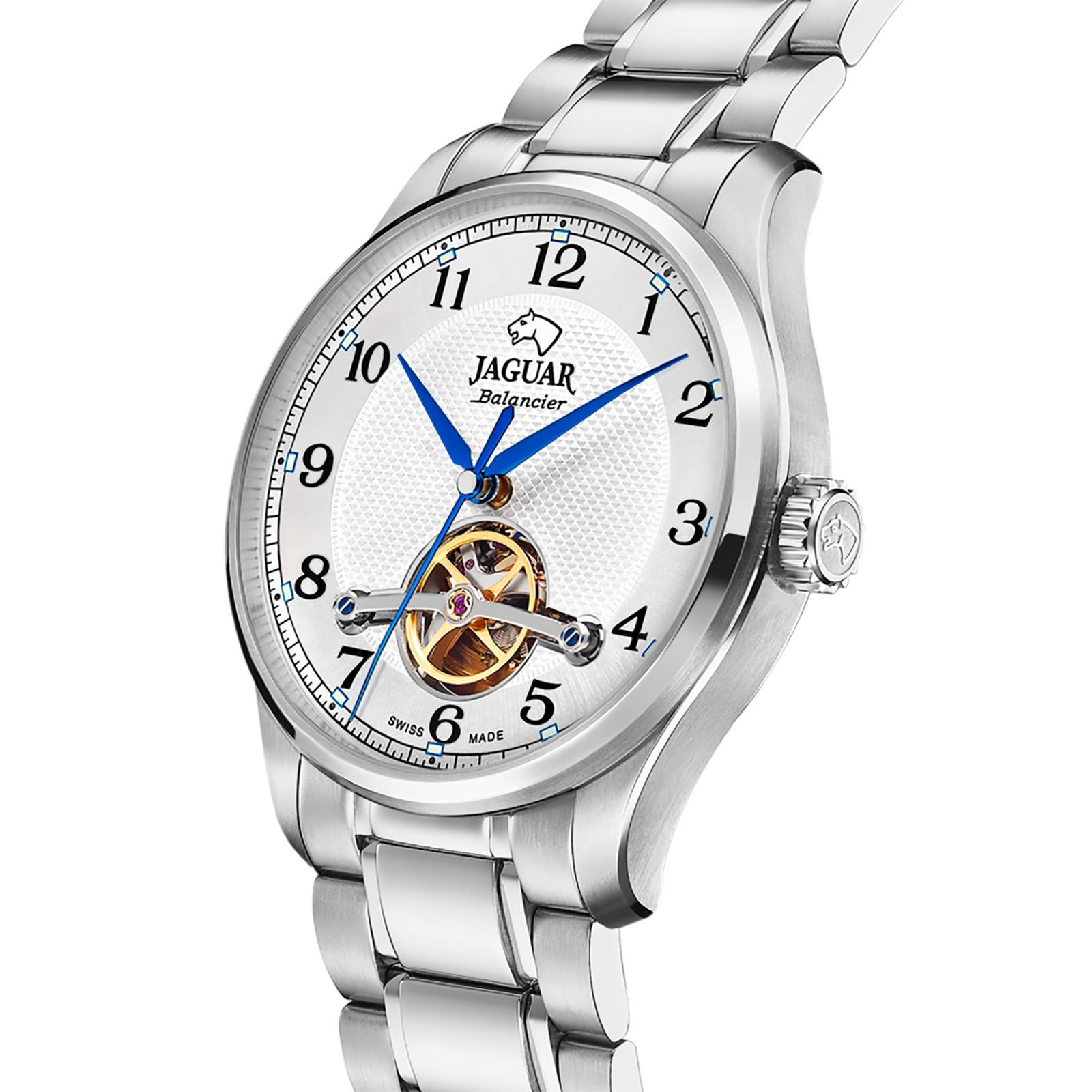 JAGUAR Automatikuhr Jaguar Herrenuhr Edelstahl silber Jaguar, (Analoguhr), Herren Armbanduhr rund, Edelstahlarmband silber