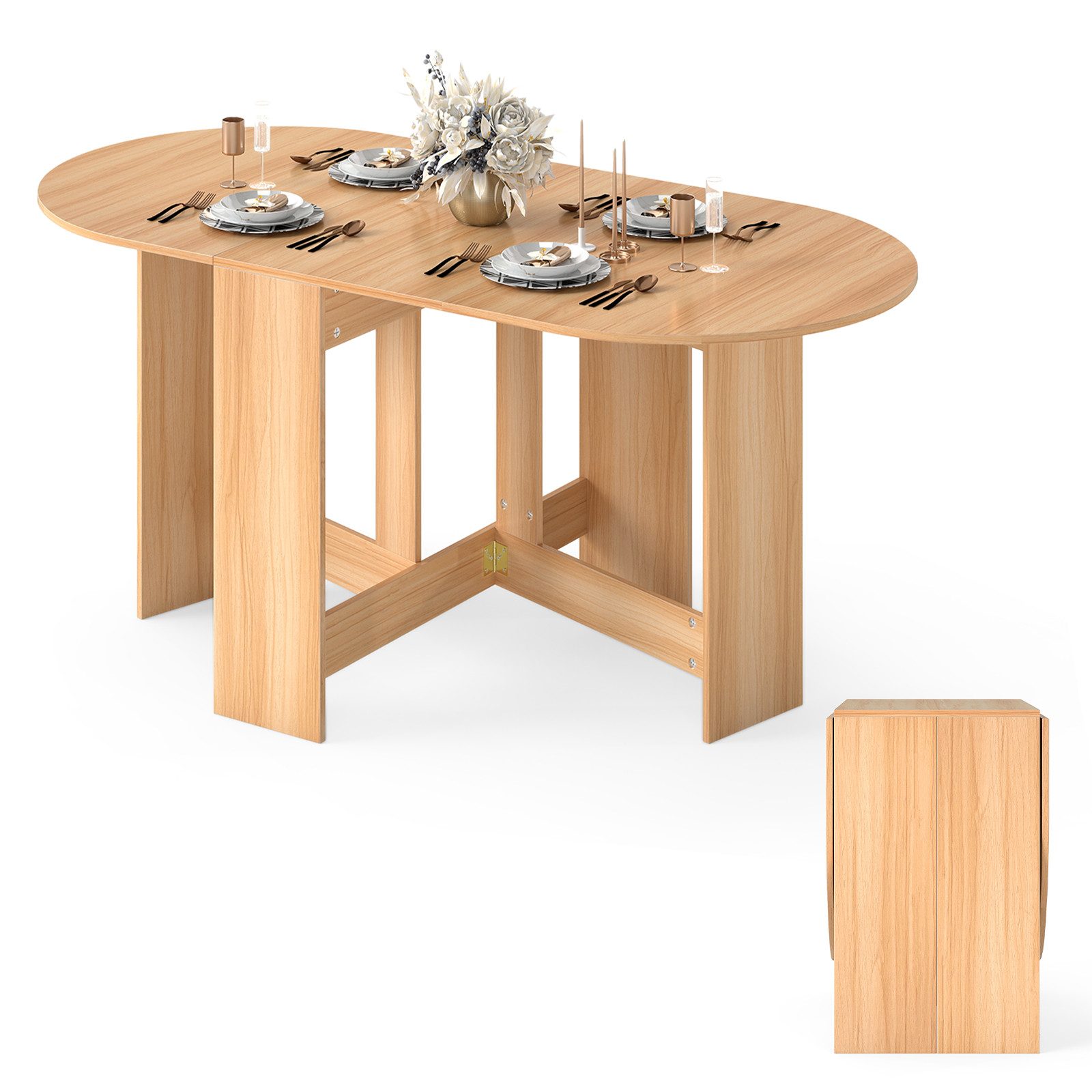 COSTWAY Esstisch Klapptisch, ausziehbar Breite 45-163 x 80 x 75cm, Holz günstig online kaufen