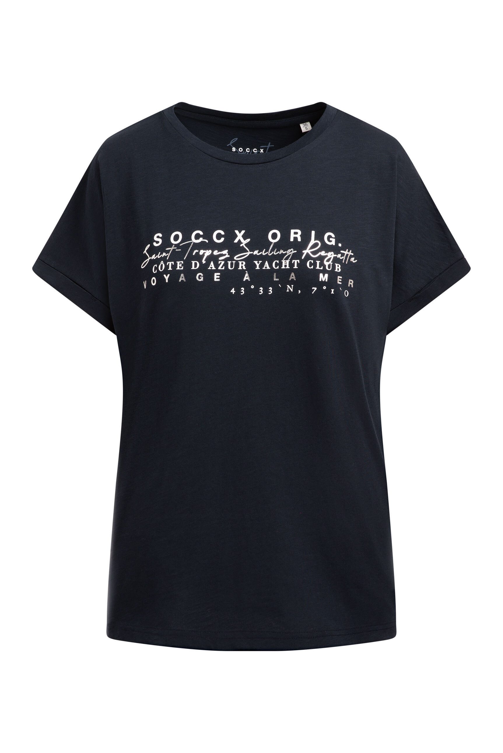 SOCCX Rundhalsshirt mit Turn-Up-Ärmel günstig online kaufen