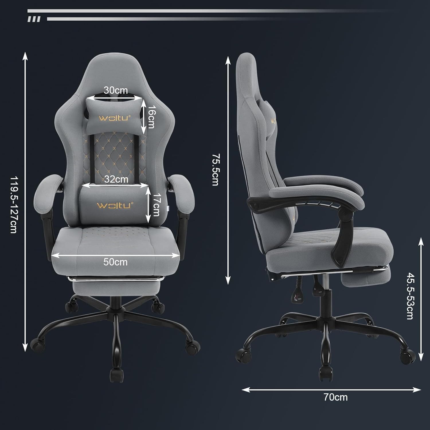 Woltu Gaming-Stuhl (1 St), mit Massagefunktion, ergonomisch, 150 kg, Netzstoff