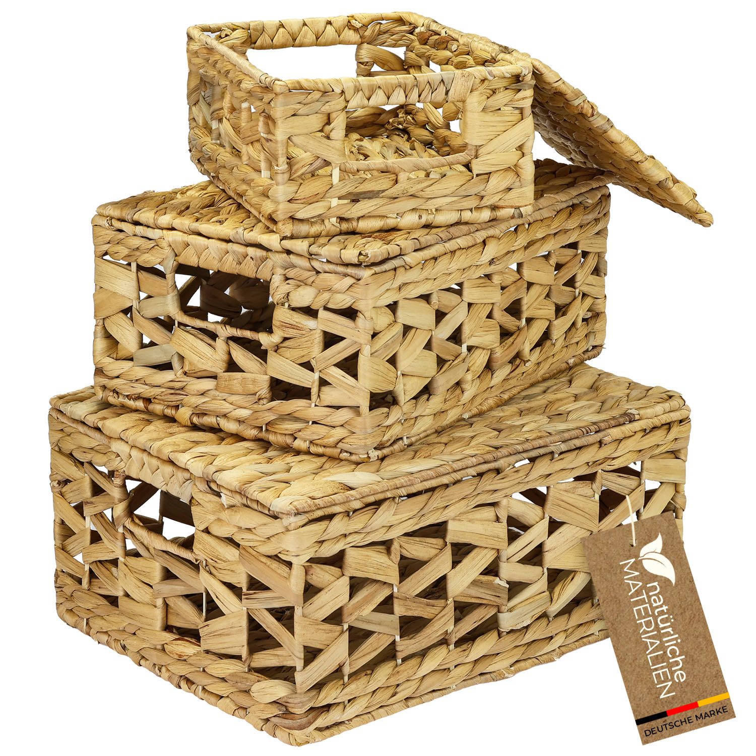 HMF Aufbewahrungskorb Aufbewahrungskorb mit Deckel, 3er-Set (3 St), Korb ge günstig online kaufen