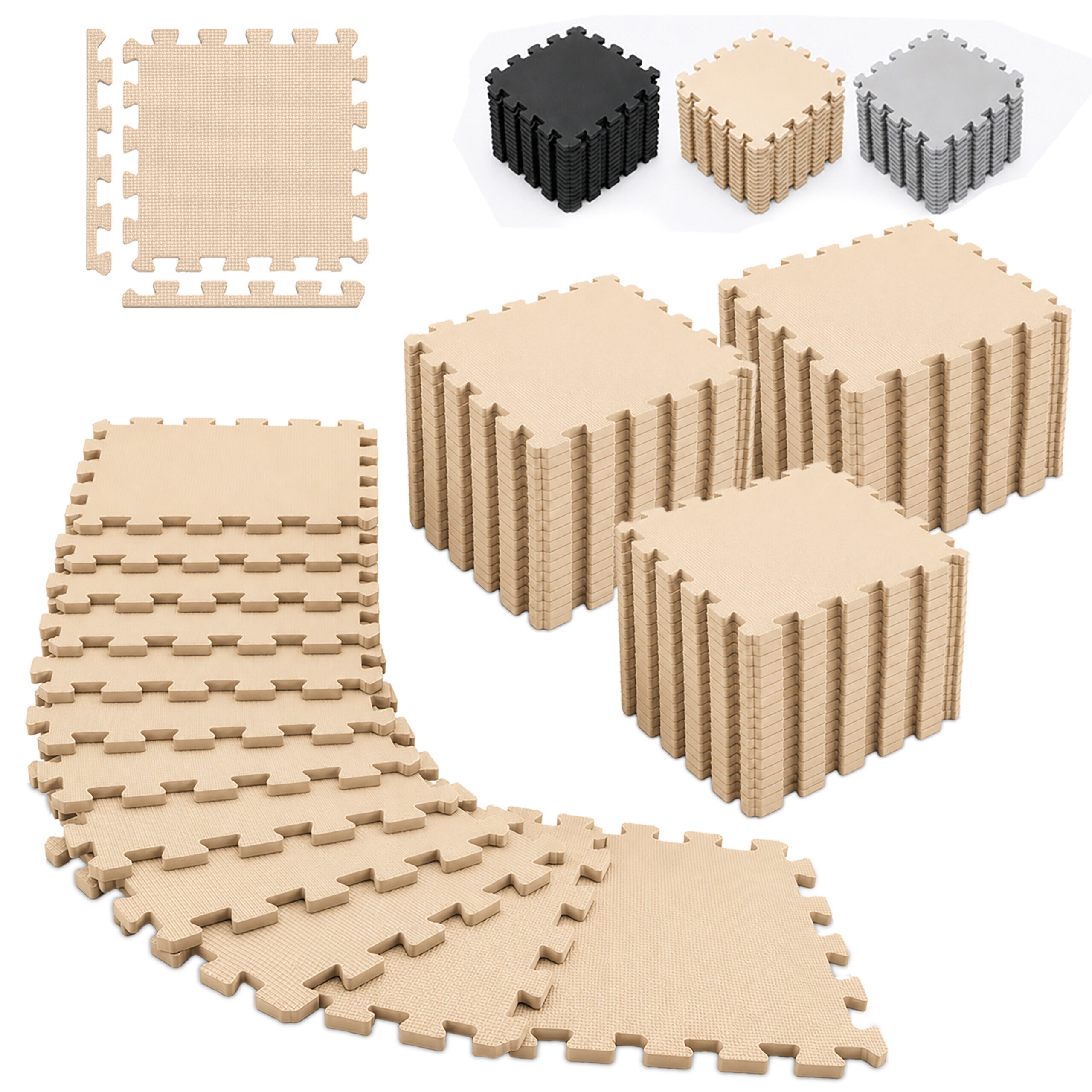 relaxdays Bodenschutzmatte Fitness Set 30x30 cm, 54-St., Beige, 54er Pack
