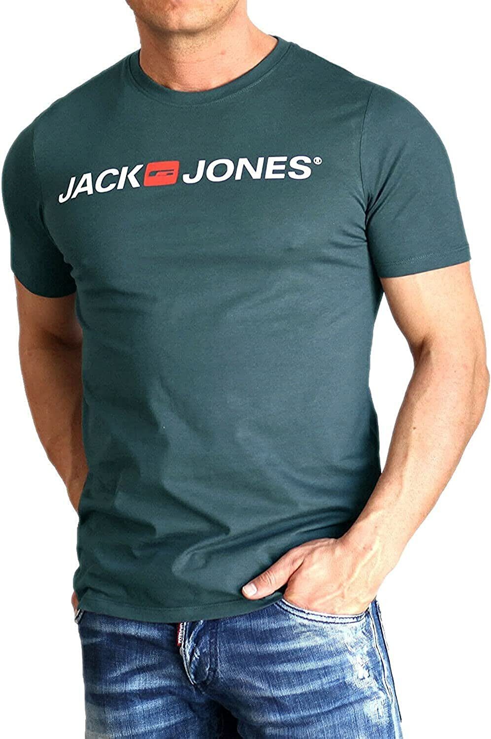 Jack & Jones T-Shirt (Spar-Set, 3er-Pack) Mix Slim aus 5 Baumwolle Printdruck, mit