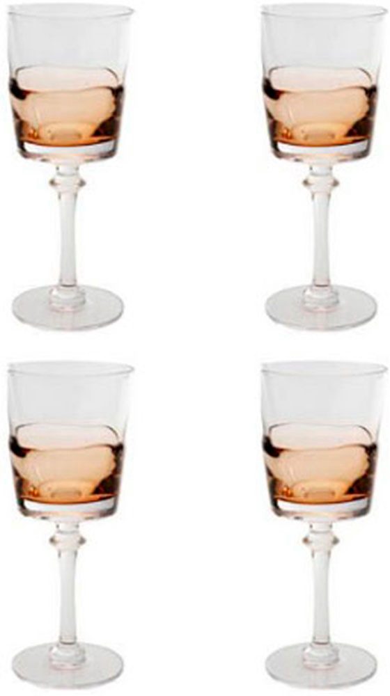 Kare Design Glas Mimi Amber, 4-tlg., Glas, Rotwein-, Sekt- oder Wasserglas