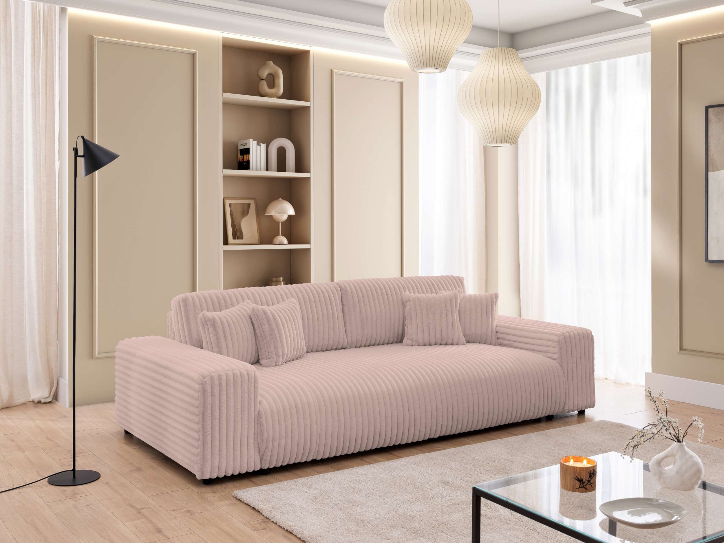 99rooms Big-Sofa Adria, Sofa, Big-Sofa, Inkl. Kissenset, rundum mit Cordstoff AMBIENCE bezogen, Schlaffunktion