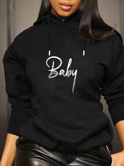 RMK Hoodie Damen Пуловери Basic Kapuze Pulli Kapuzenpullover Seitentaschen Baby