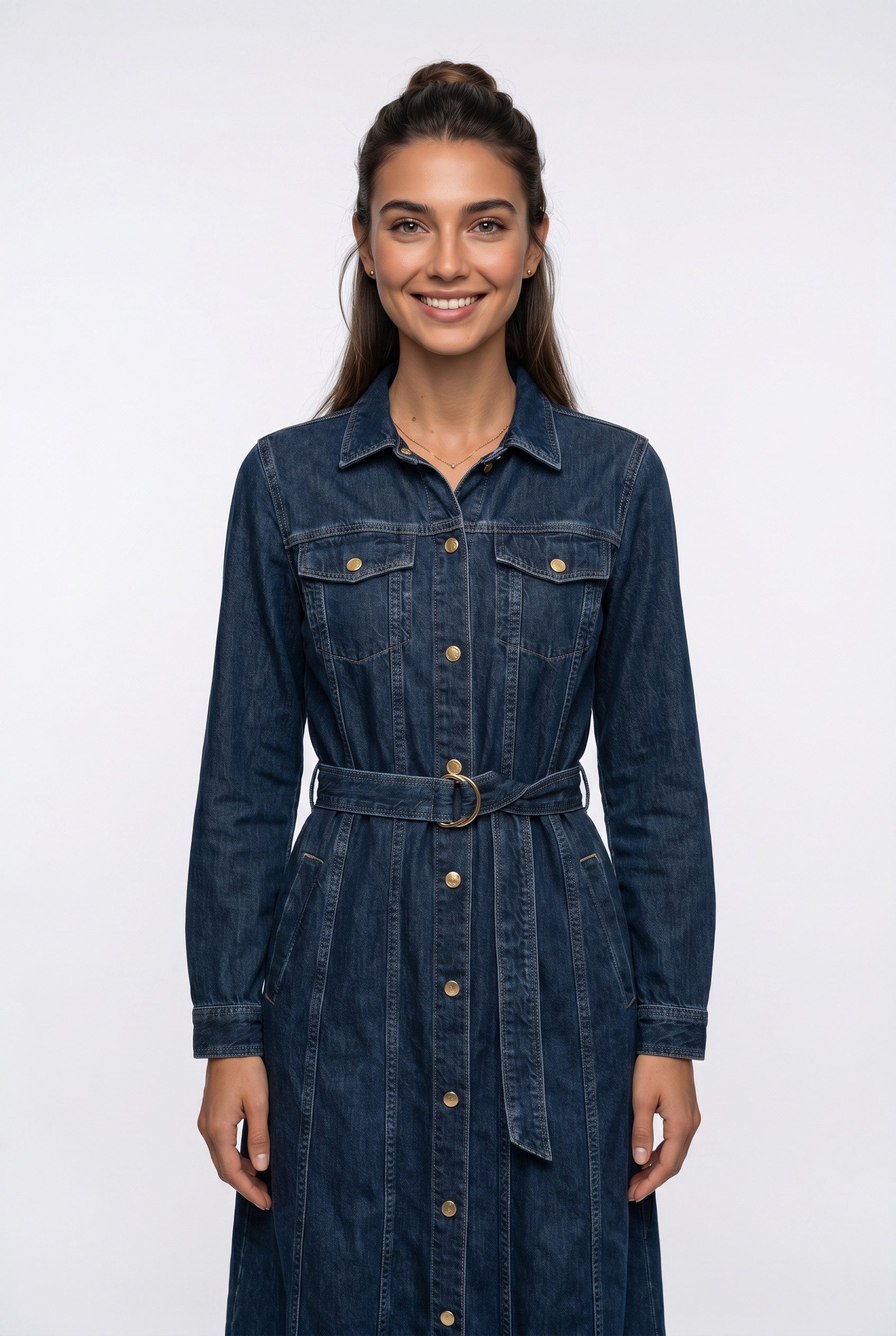 Gant Jeanskleid BELTED DENIM MIDI mit verstellbaren Gürtel