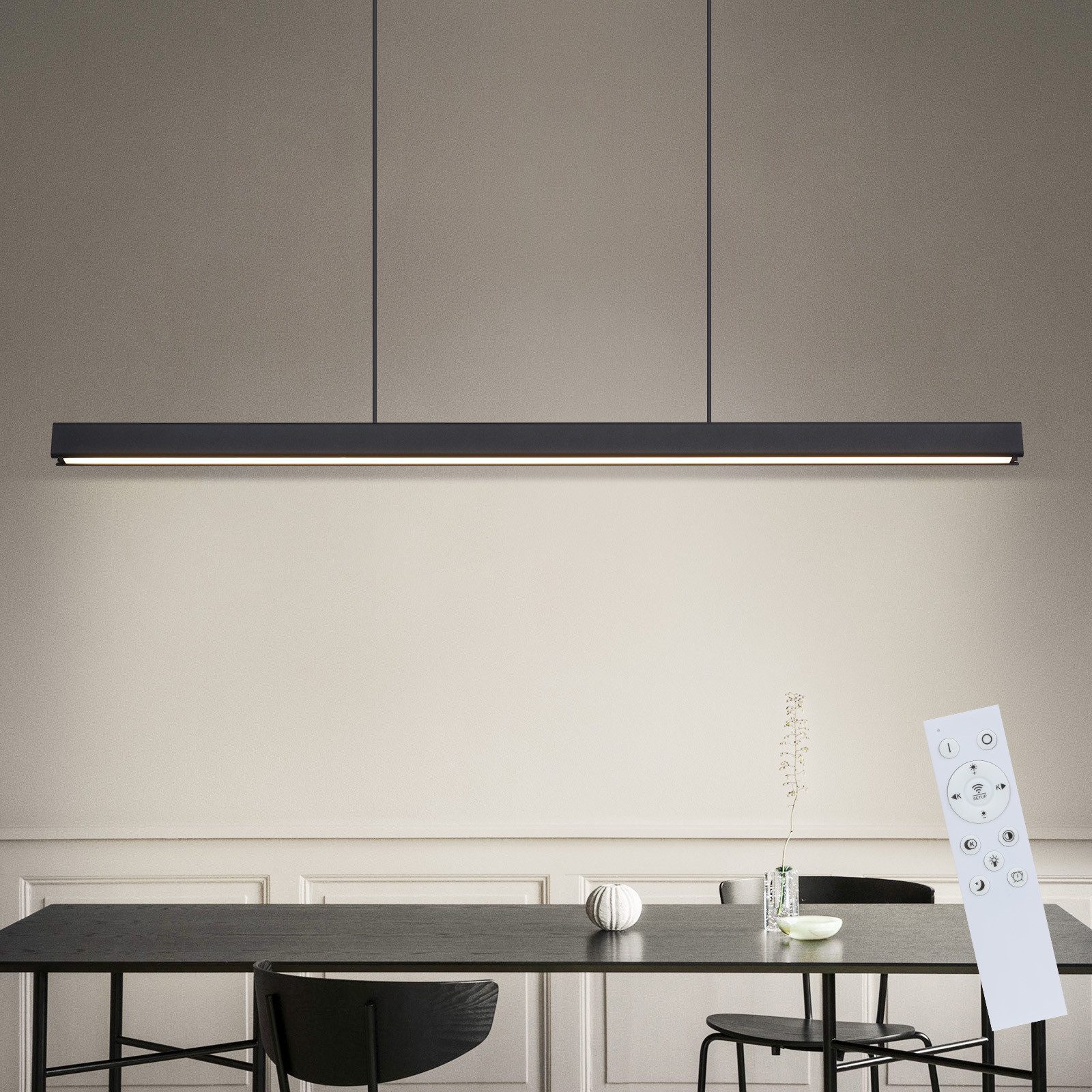 Nettlife LED Pendelleuchte Schwarz Esszimmer Dimmbar mit Fernbedienung 108C günstig online kaufen