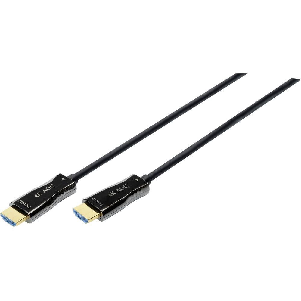 Digitus HDMI AOC Hybrid-Glasfaser Anschlusskabel, Typ A HDMI-Kabel, Ultra HD (4k) HDMI, High Speed-HDMI mit Ethernet