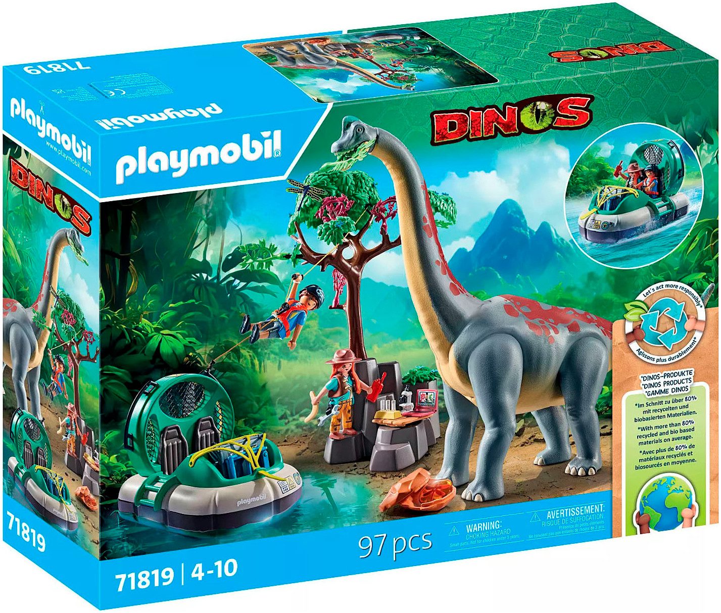 Playmobil® Brachiosaurus-Begegnung mit Luftkissenboot (71819), Playmobil Di günstig online kaufen
