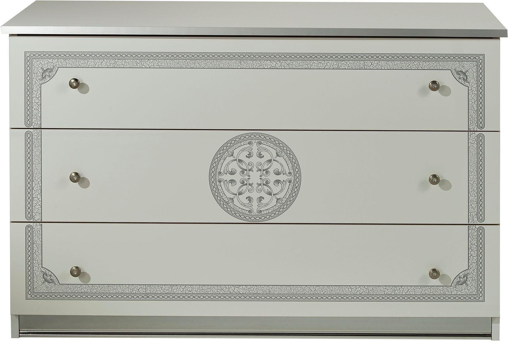 Home affaire Kommode Greta, aus FSC-zertifiziertem Holzwerkstoff mit Dekor im Klassikstil (Maße (B/T/H): 113/42/73,5 cm), mit 3 Schubladen, soft-close-Funktion, Made in Italy