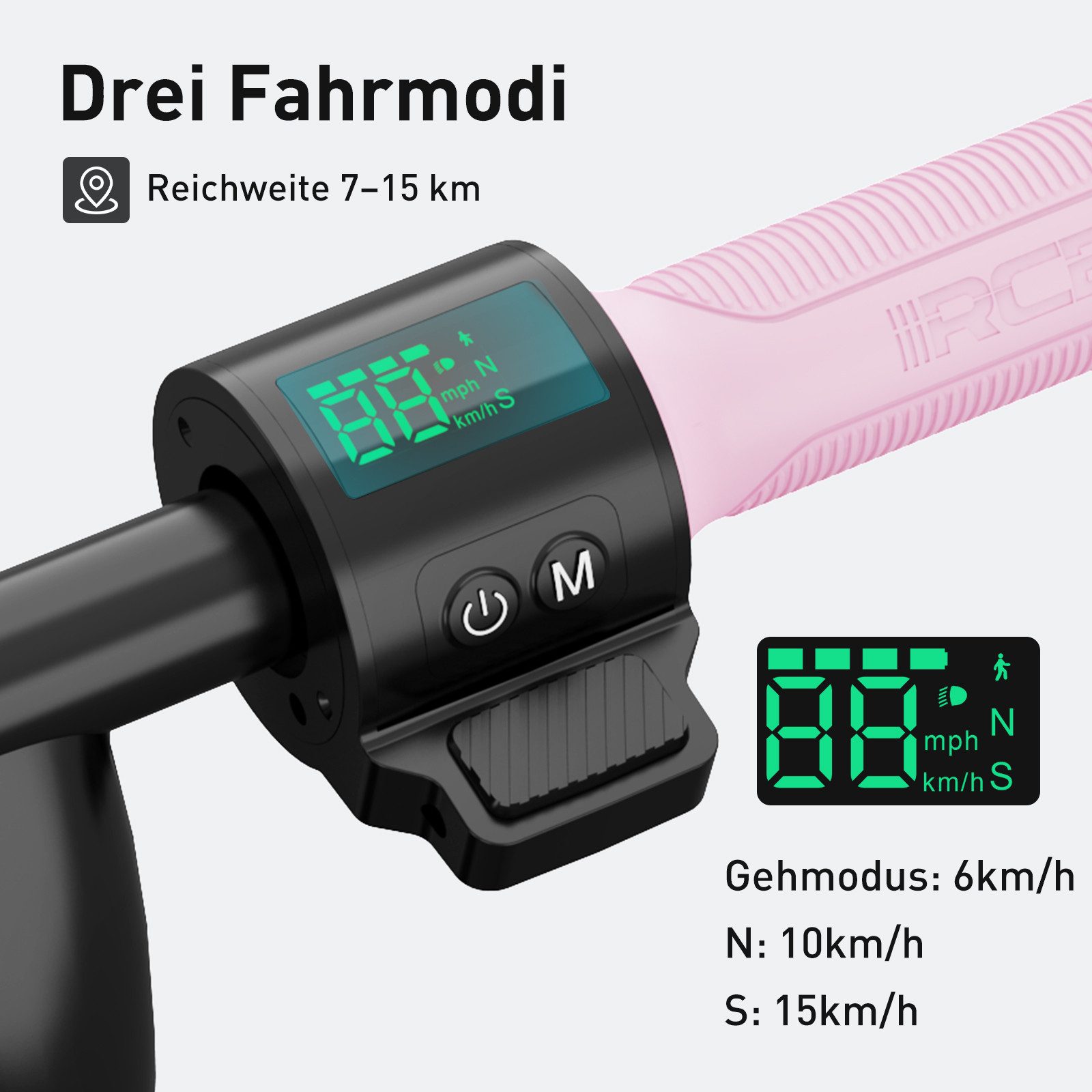 RCB TECH Elektro-Kinderroller R7X,7" faltbarer Elektroroller für Kinder von 8-12, Reichweite 7-15 km, Drei Geschwindigkeitsstufen: 6km/h, 10km/h, 15km/h