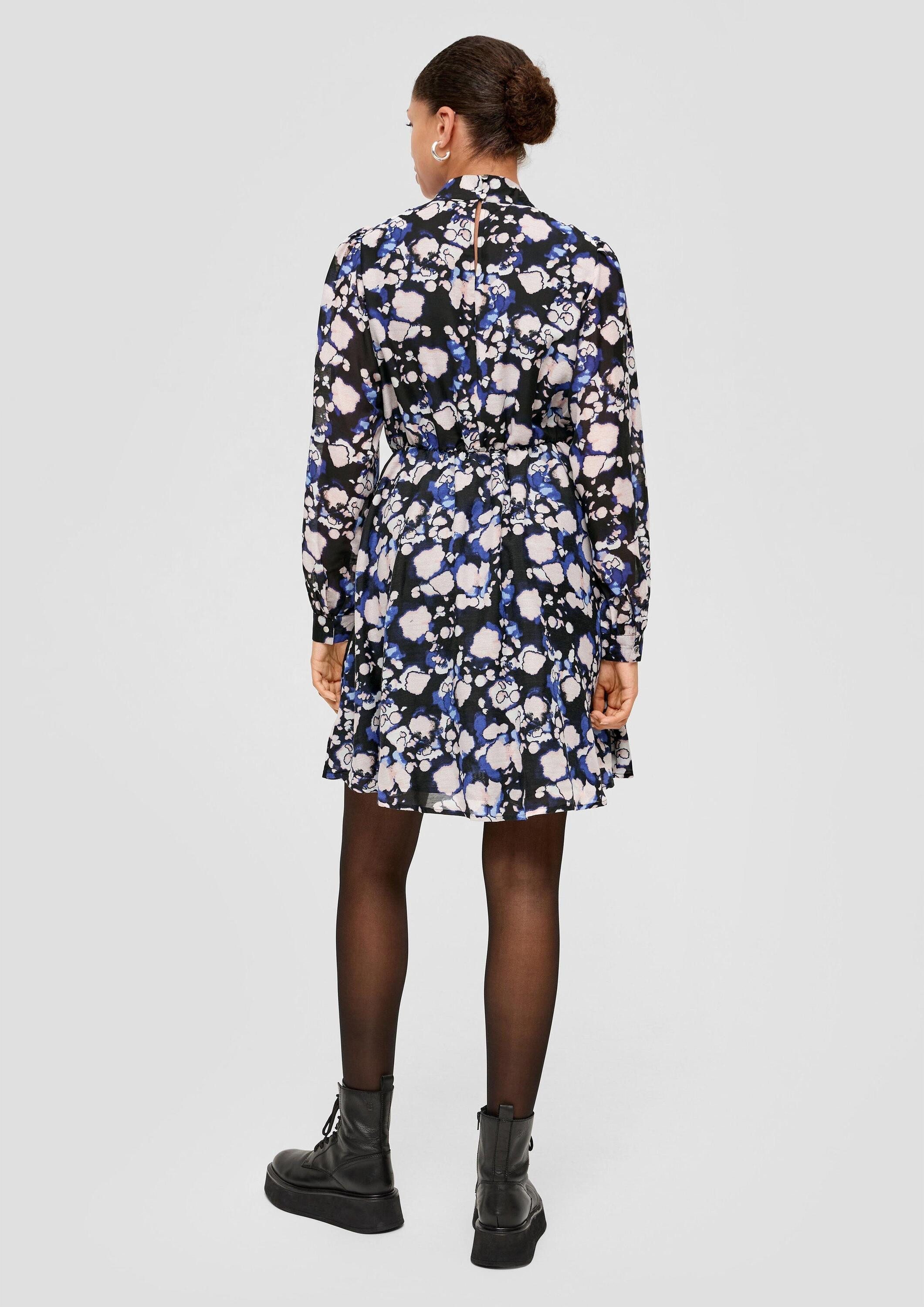 QS Minikleid Kleid Semitransparentes Kleid mit Raffung