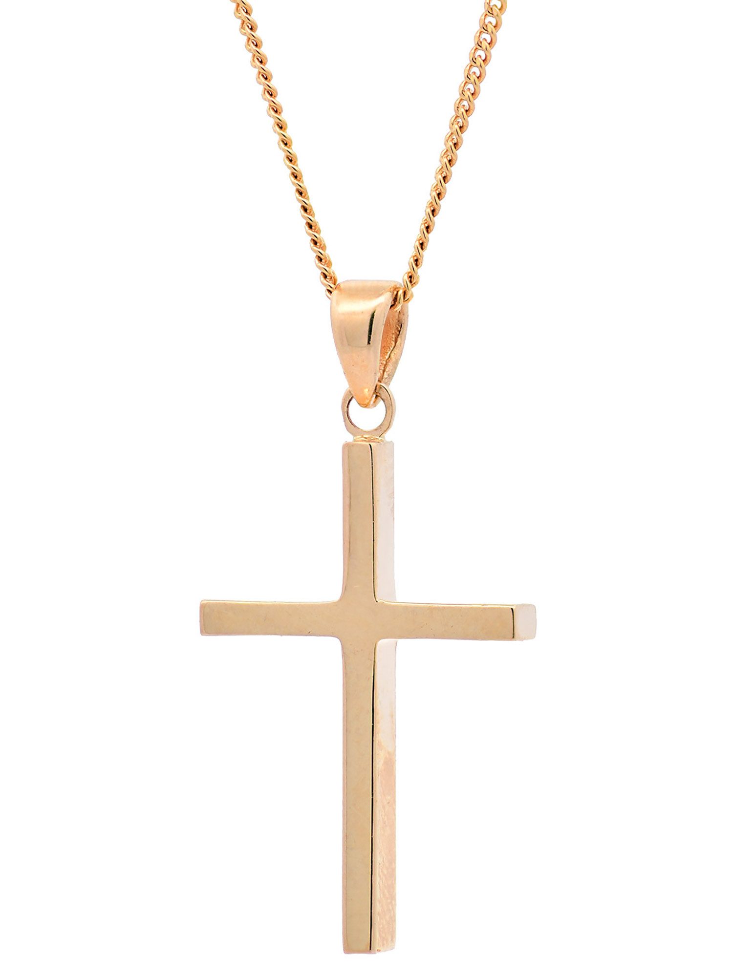 Kettenanhänger Anhänger Kreuz mit 1,1 mm Goldkette 36 cm 585-14 Karat Gold