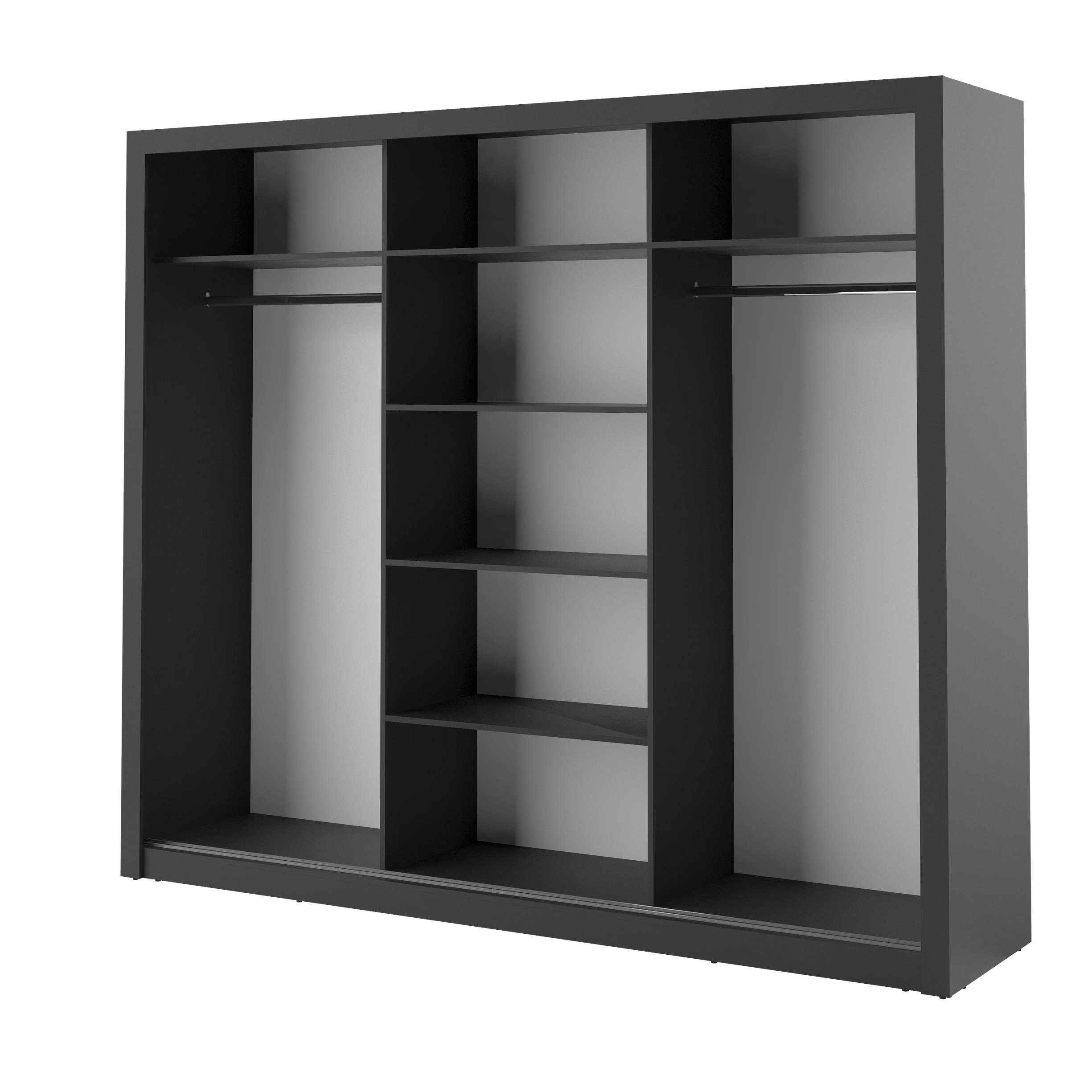 Compleo Kleiderschrank ARTI 02 mit 2 Aufhänger, 3-türig, Schwebetürenschrank mit Spiegel – Bild 4 von 5