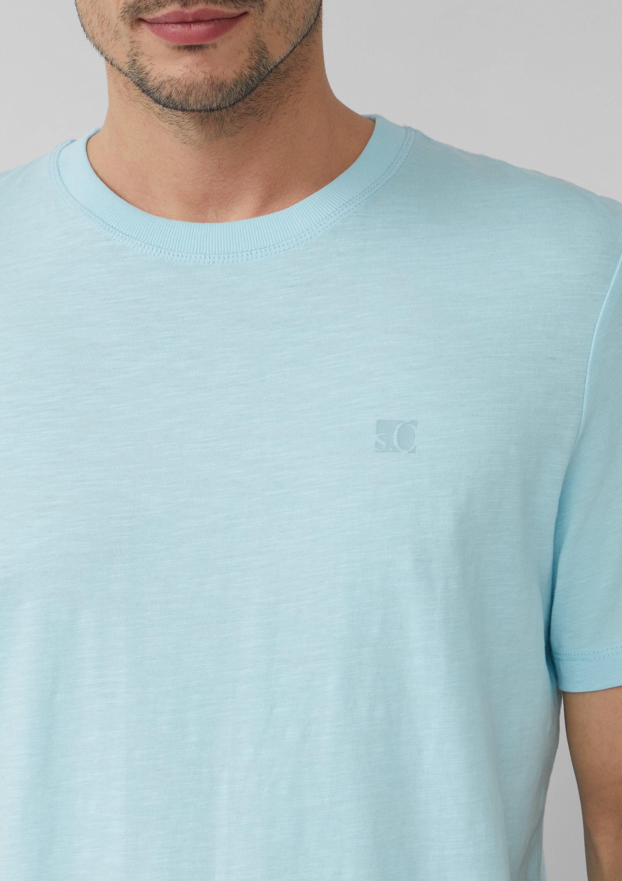 s.Oliver Kurzarmshirt T-Shirt T-Shirt mit Flammgarnstruktur und Logo-Print
