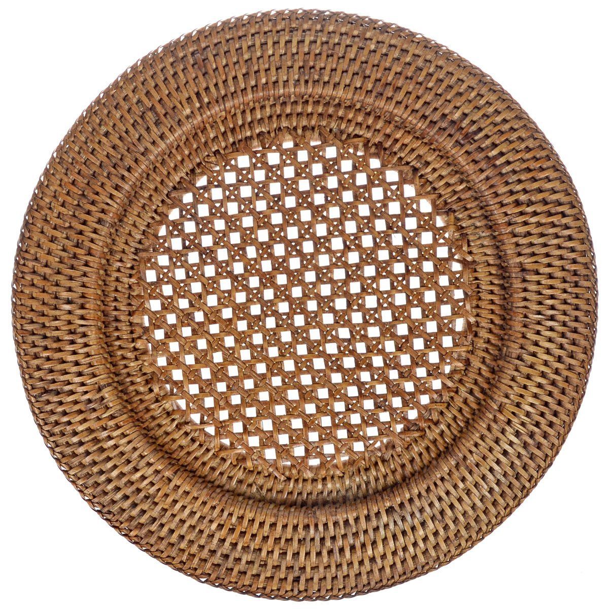 fiolini Platzteller Rattan Rund Ø32cm Antique Brown; Rattanteller / Dekoteller