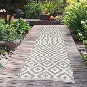 Outdoorteppich Recyclebarer Outdoor-Teppich mit Ethno Design in grau, TeppichHome24, Rechteckig, Höhe: 5 mm