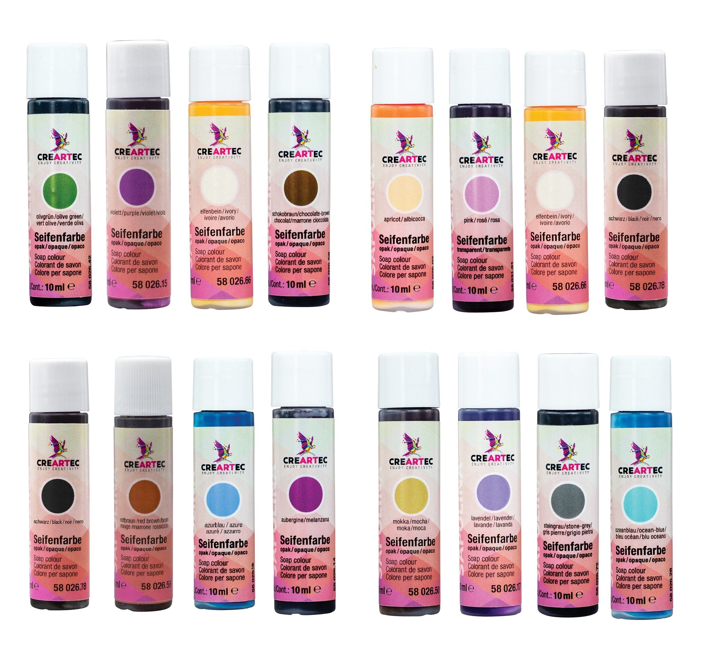 CREARTEC Farbpigment Seifenfarben Transparent 16er Set je 10ml