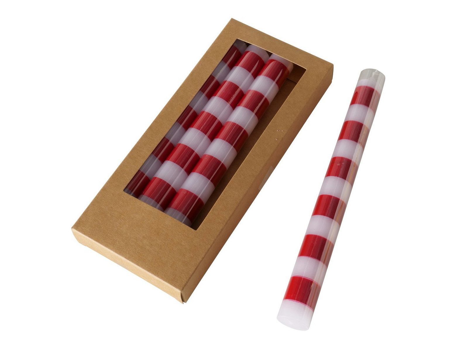 BOLTZE Duftkerze Stripy Stabkerze rot weiß 20cm 4tlg günstig online kaufen