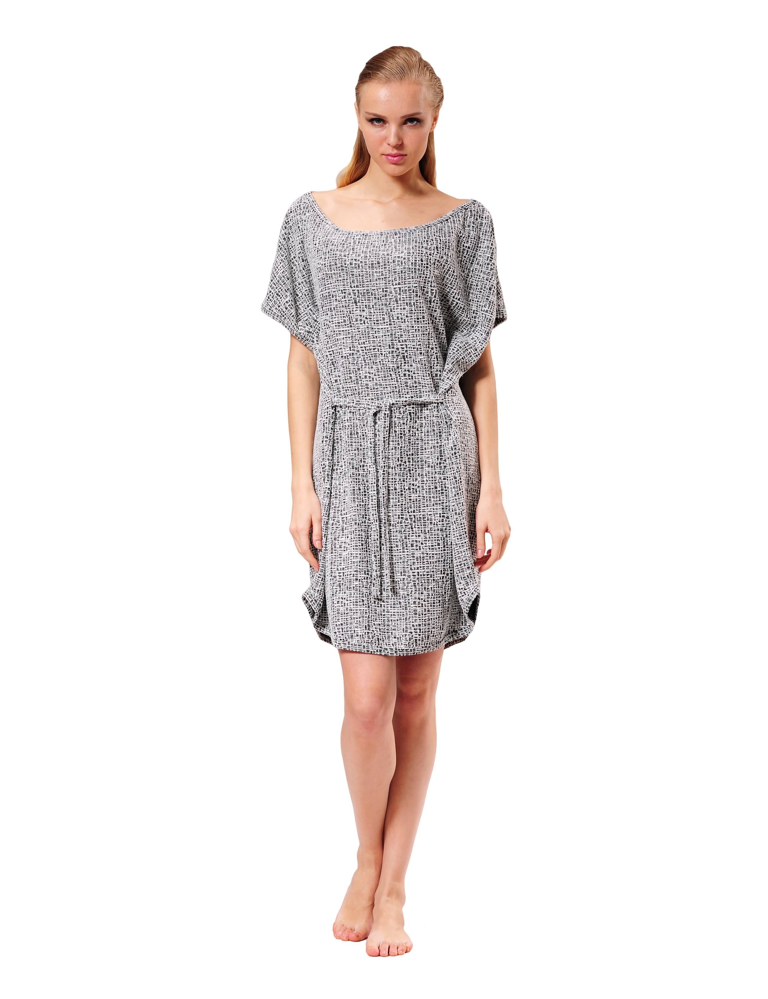 M-Diamant Midikleid Damen Freizeitkleid Oversized-Kleid/Tunika mit Gürtel Flexible Passform