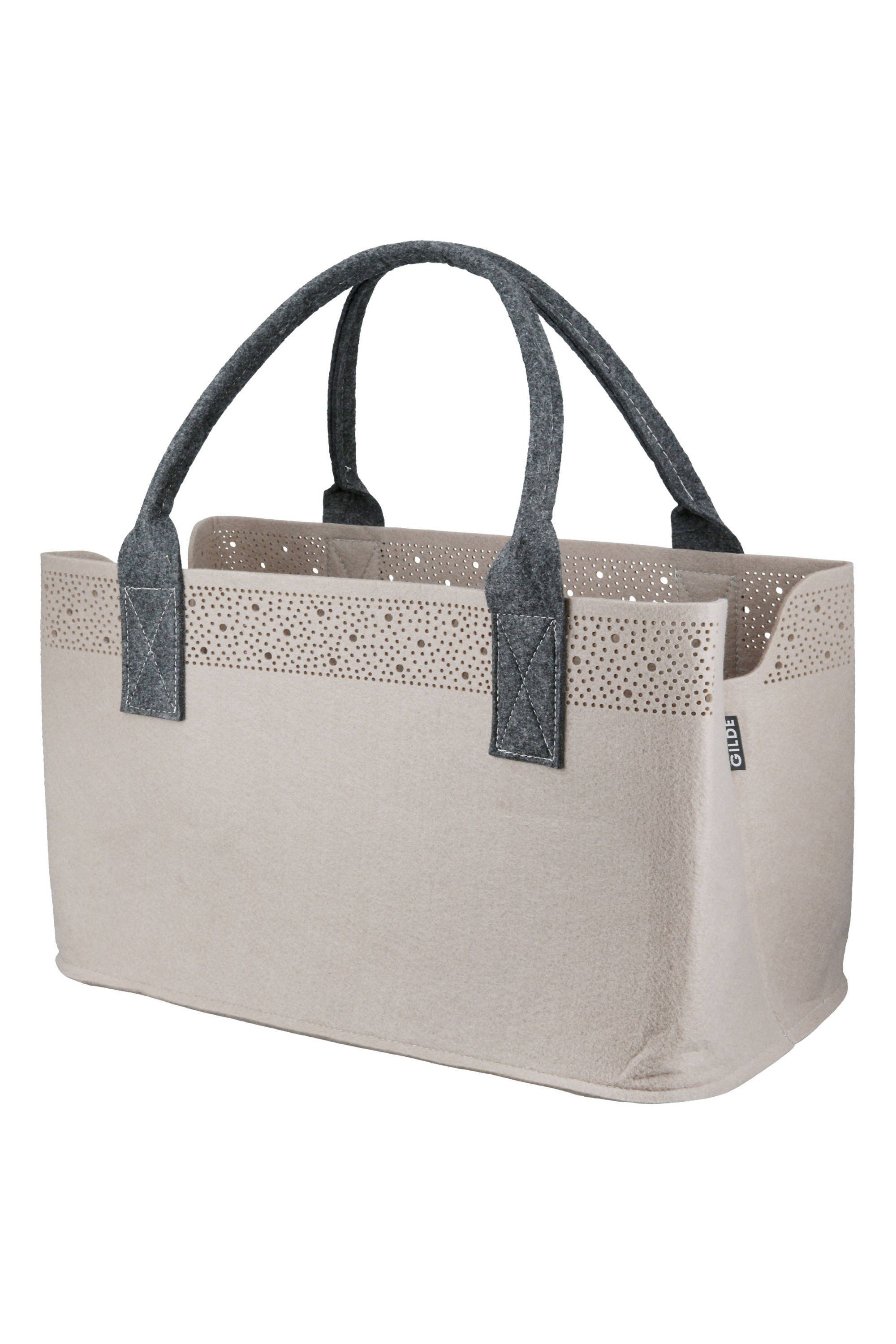 GMD Living Tragetasche BORDÜRE, hochwertige Filztasche in beige, mit verzierter Kante